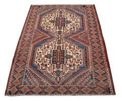 Hand-knotted Antique Rugs Wool Area Traditional Geometric Carpet 134x250cm