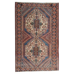 Handgeknüpfte antike Teppiche Wolle Fläche traditioneller geometrischer Teppich 134x250cm