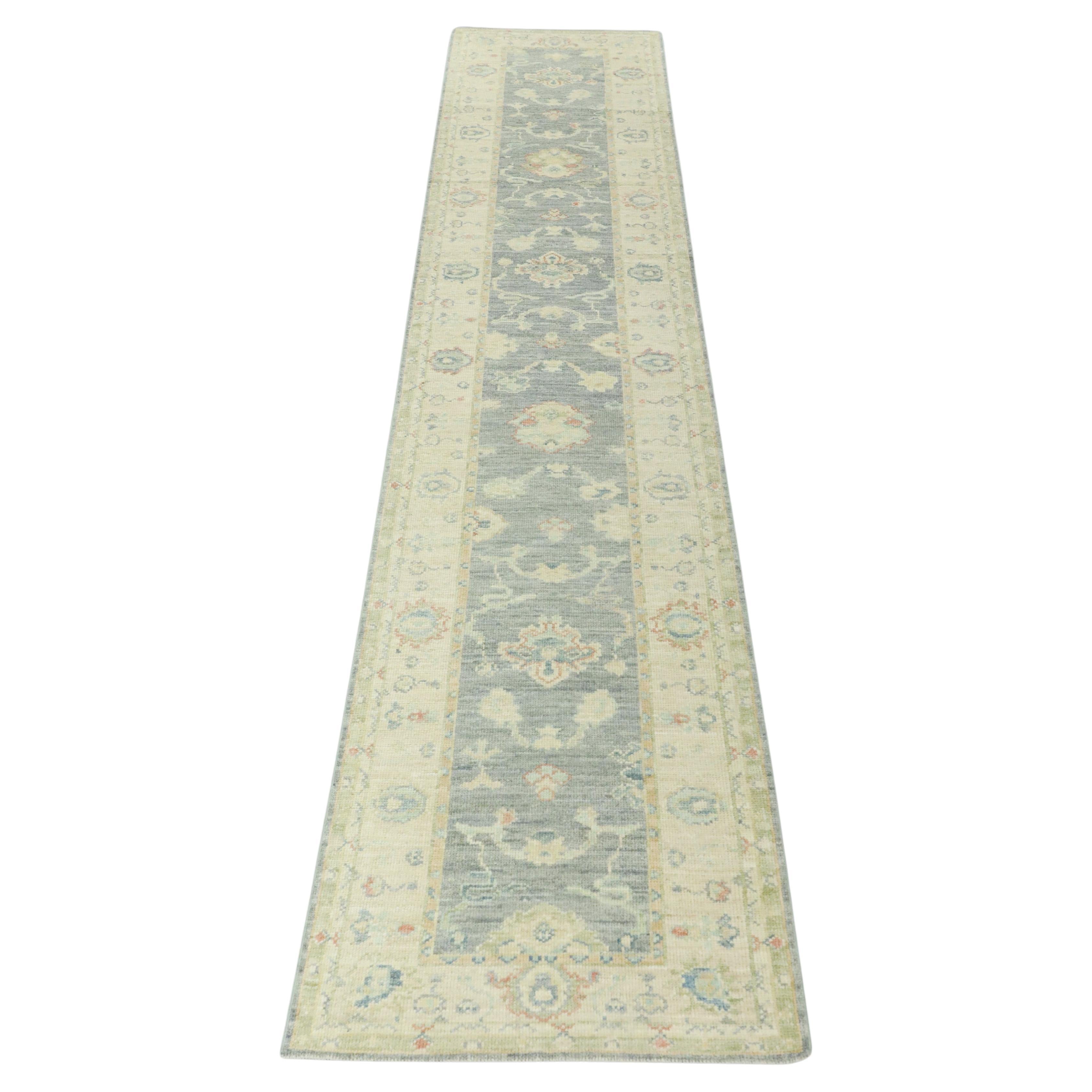 Tapis Oushak turc en laine orientale nouée à la main  3' x 16" #15038