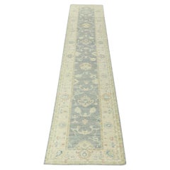 Handgeknüpfter türkischer Oushak-Teppich aus orientalischer Wolle  3' x 16" #15038