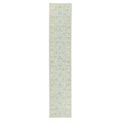 Alfombra Turca Oushak de Lana Oriental Anudada a Mano  3'1" x 16'3" #15097