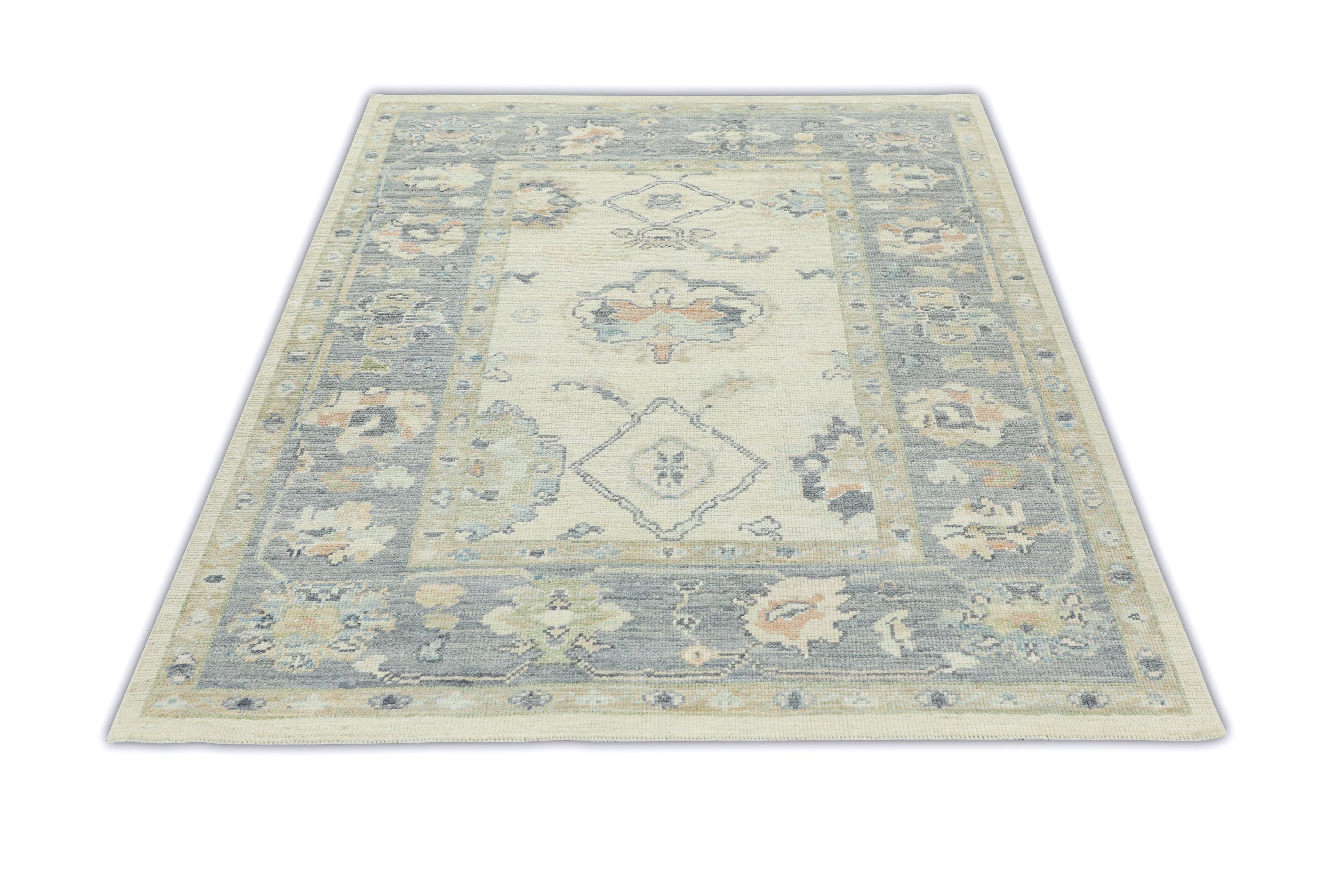 Hand Knotted Oriental Wool Turkish Oushak Rug  5'1