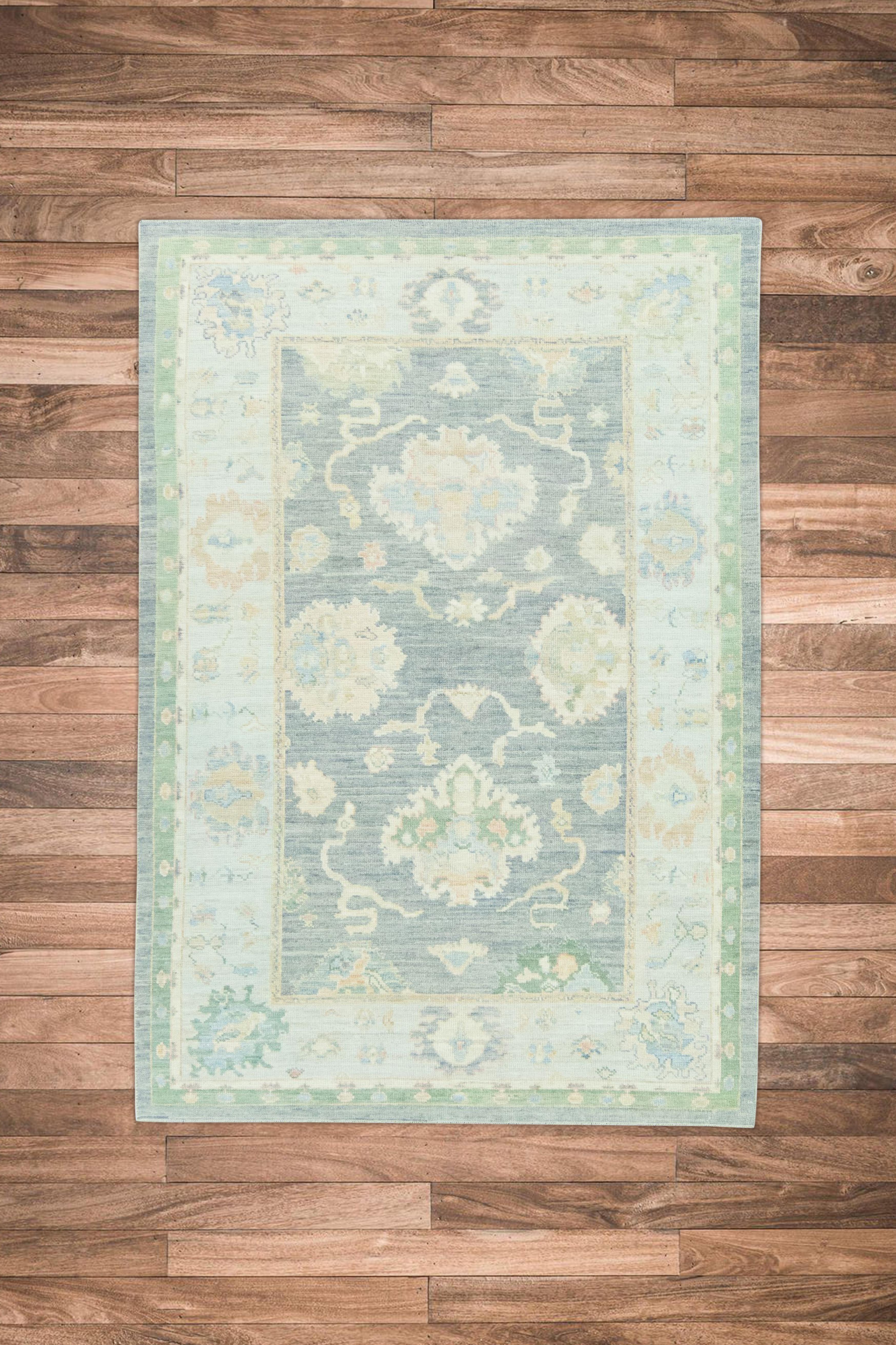 Vegetable Dyed Hand Knotted Oriental Wool Turkish Oushak Rug  6'2