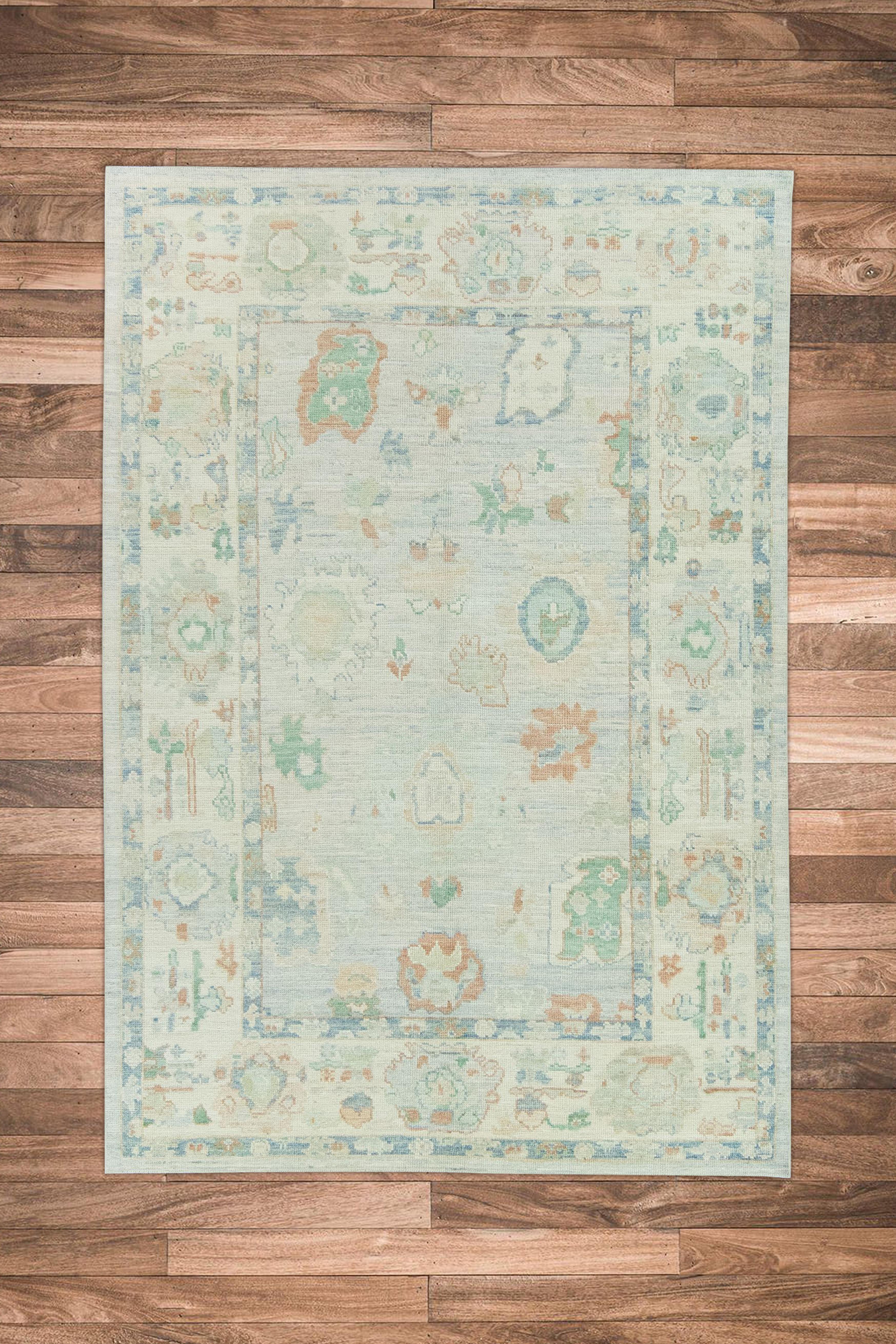 Vegetable Dyed Hand Knotted Oriental Wool Turkish Oushak Rug   6'3