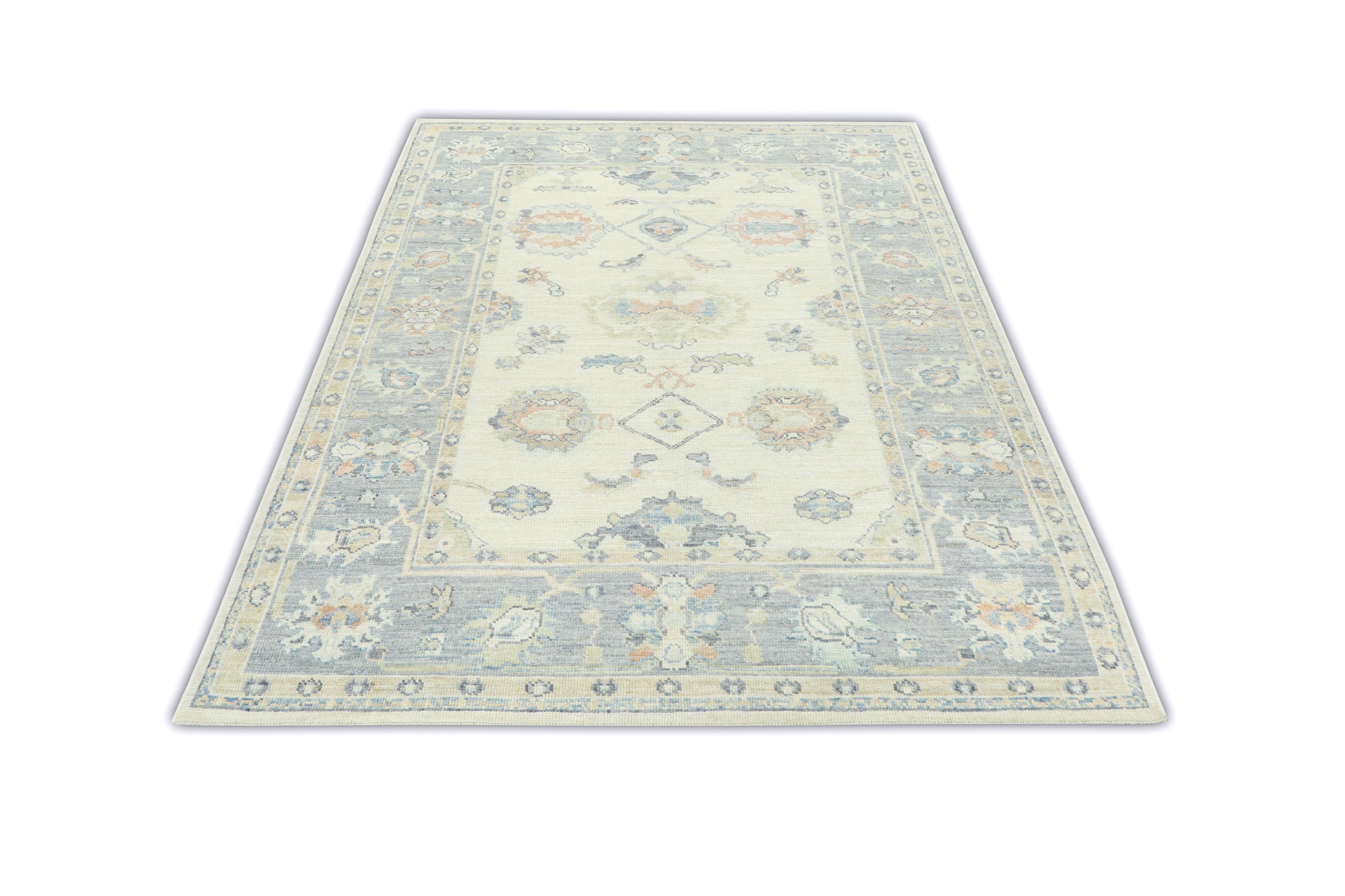 Hand Knotted Oriental Wool Turkish Oushak Rug  6'3