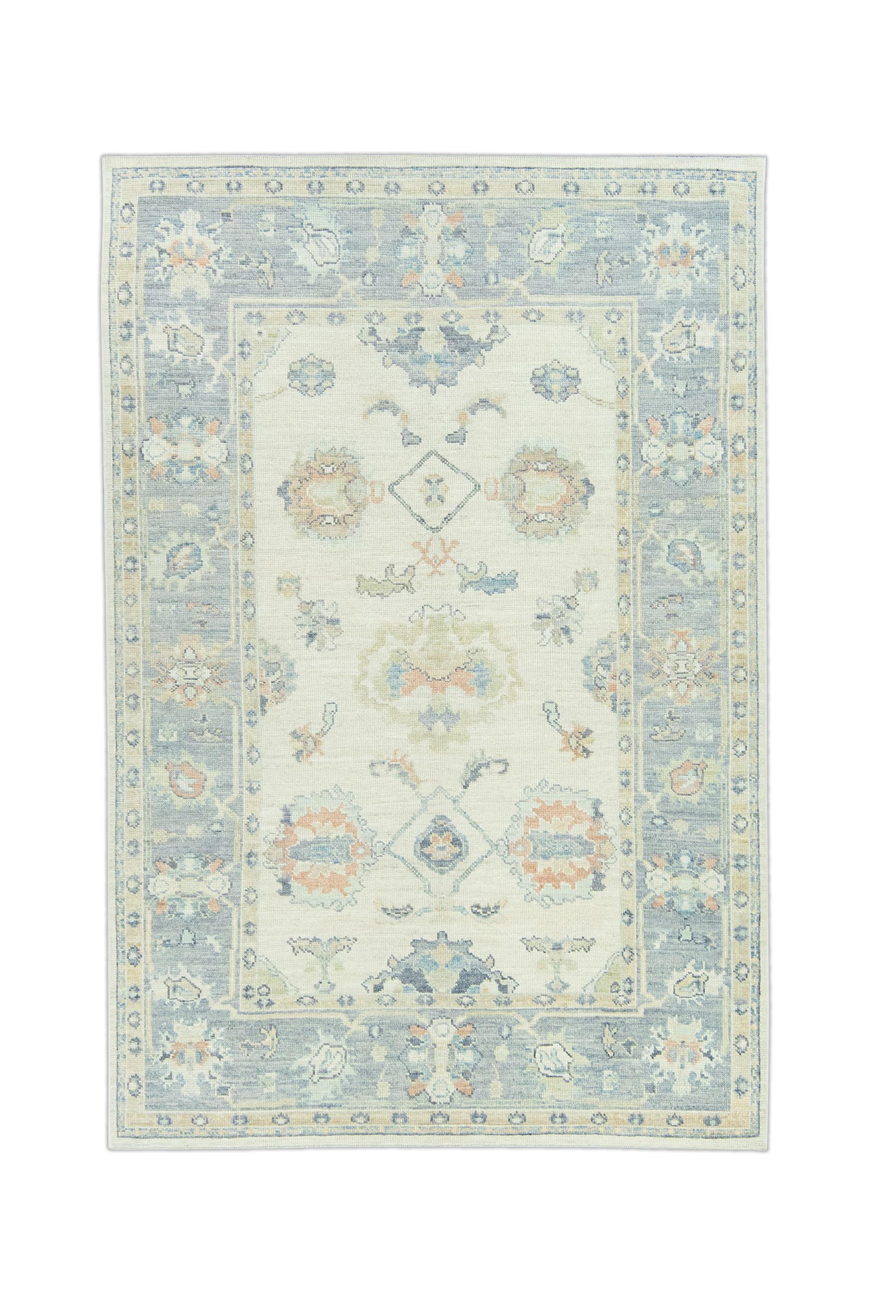 Hand Knotted Oriental Wool Turkish Oushak Rug  6'3" x 9'3" #15006