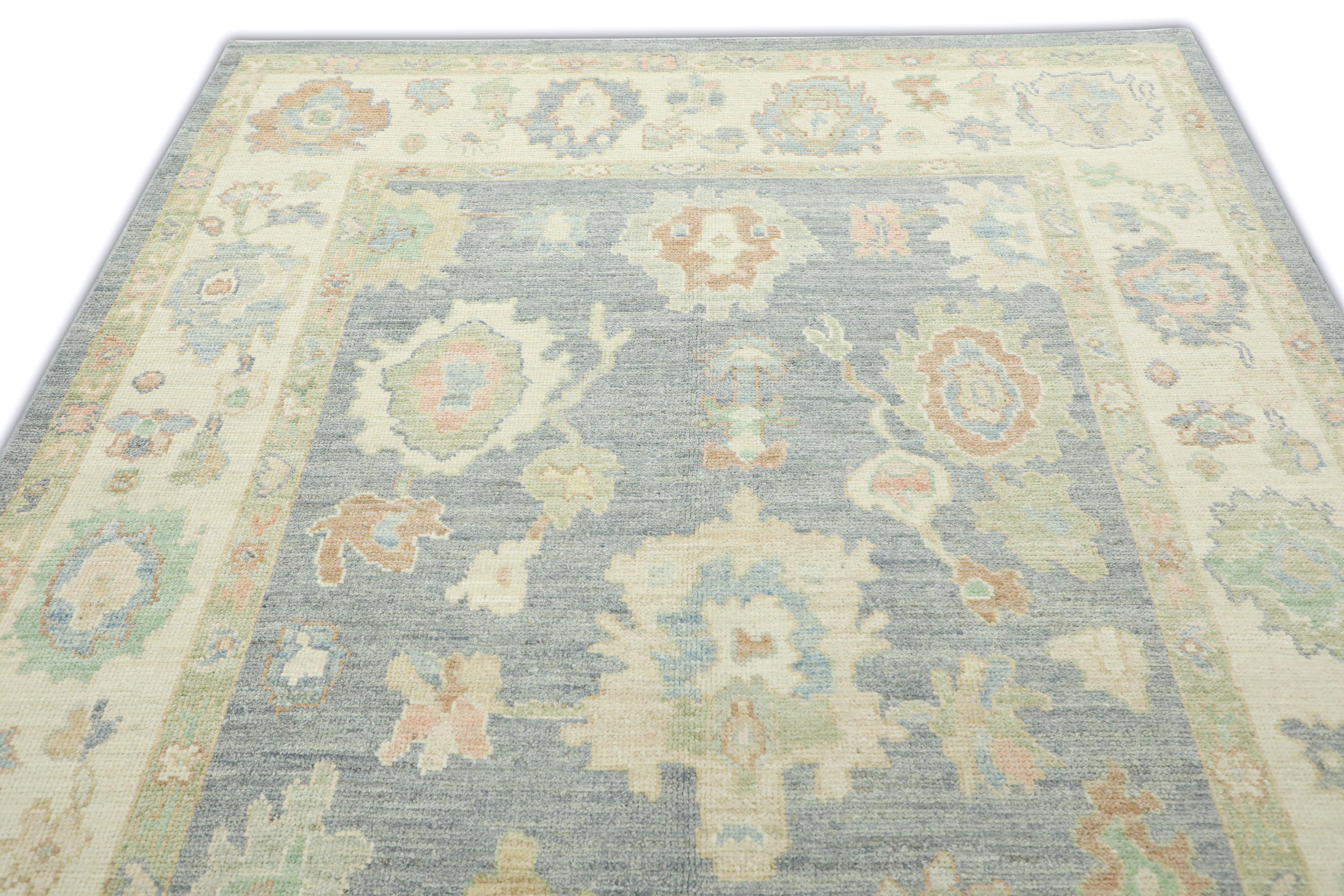 Contemporary Hand Knotted Oriental Wool Turkish Oushak Rug  6'3