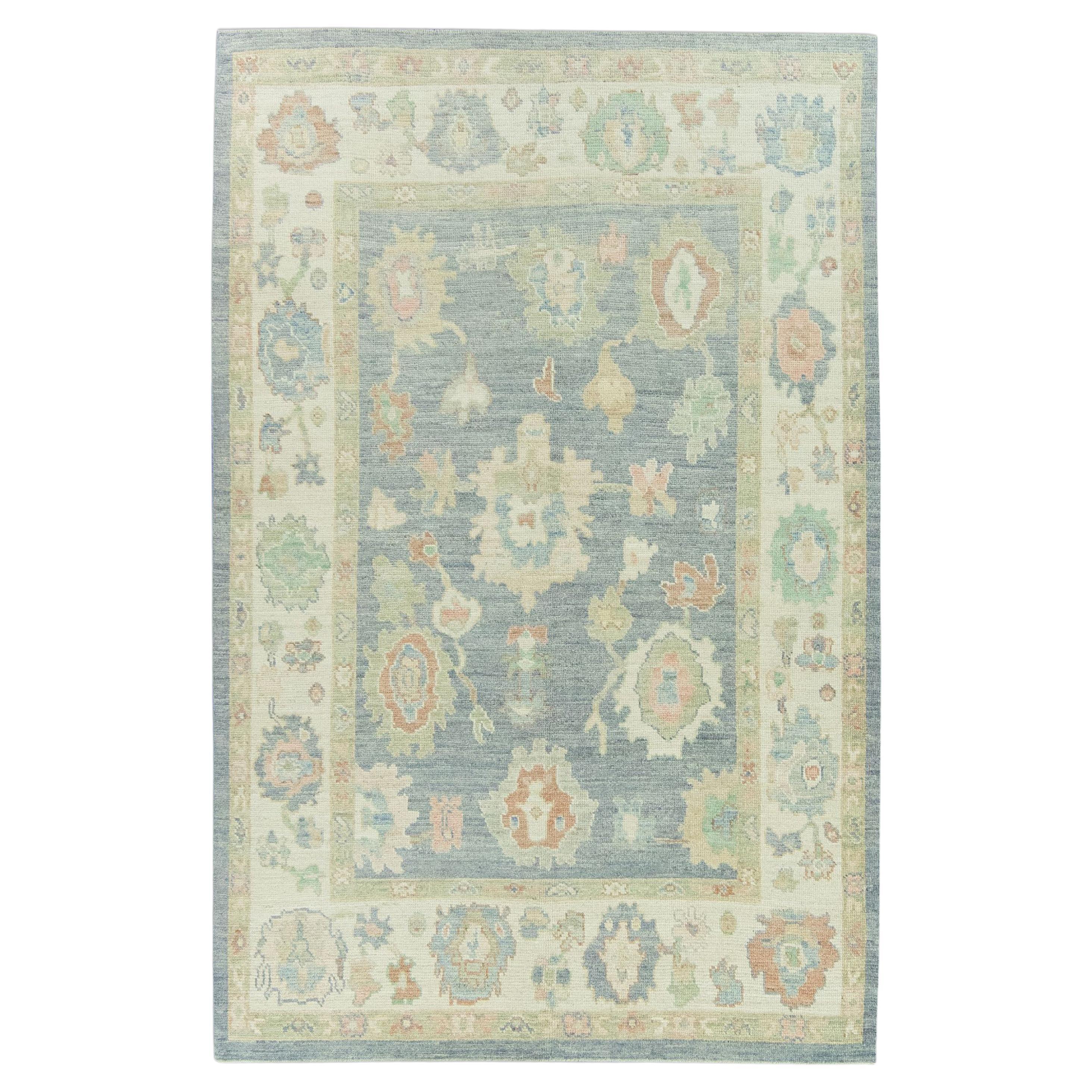 Hand Knotted Oriental Wool Turkish Oushak Rug  6'3" x 9'3" #15071 For Sale