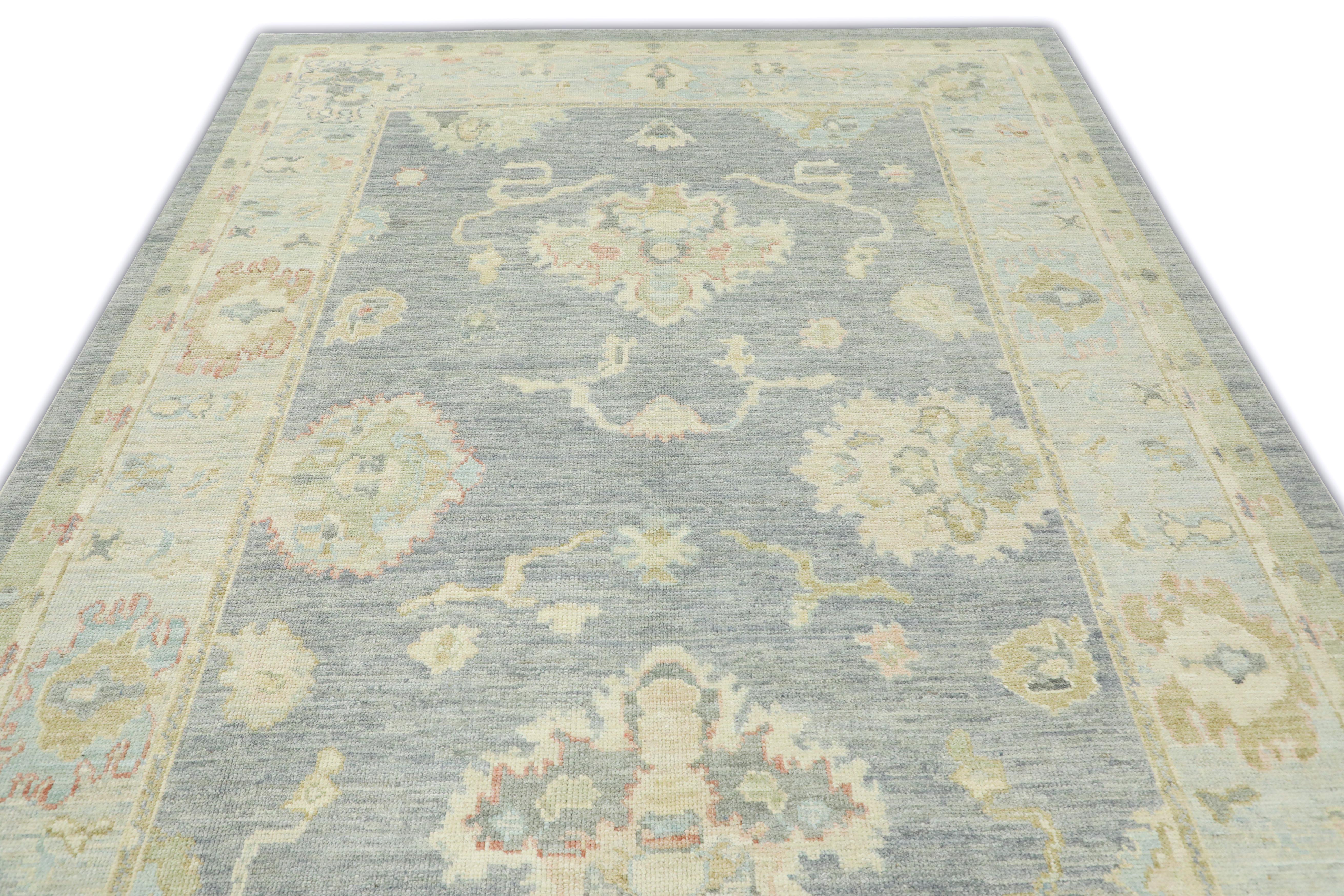 Contemporary Hand Knotted Oriental Wool Turkish Oushak Rug 7'1