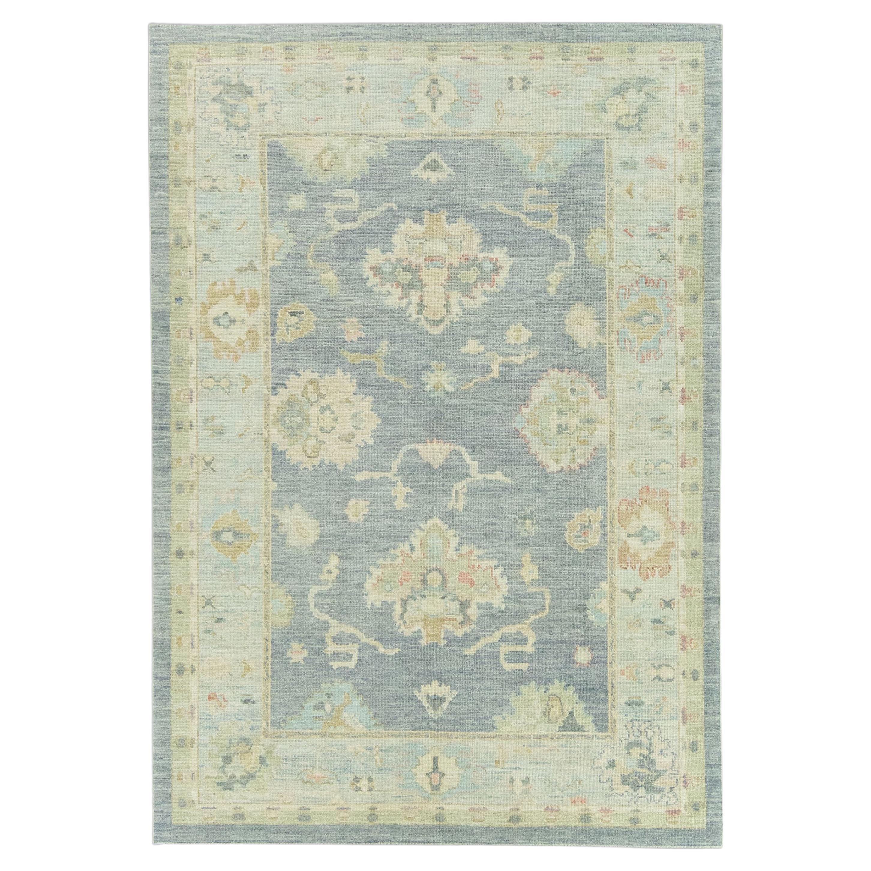 Hand Knotted Oriental Wool Turkish Oushak Rug 7'1" x 10" #15033 For Sale