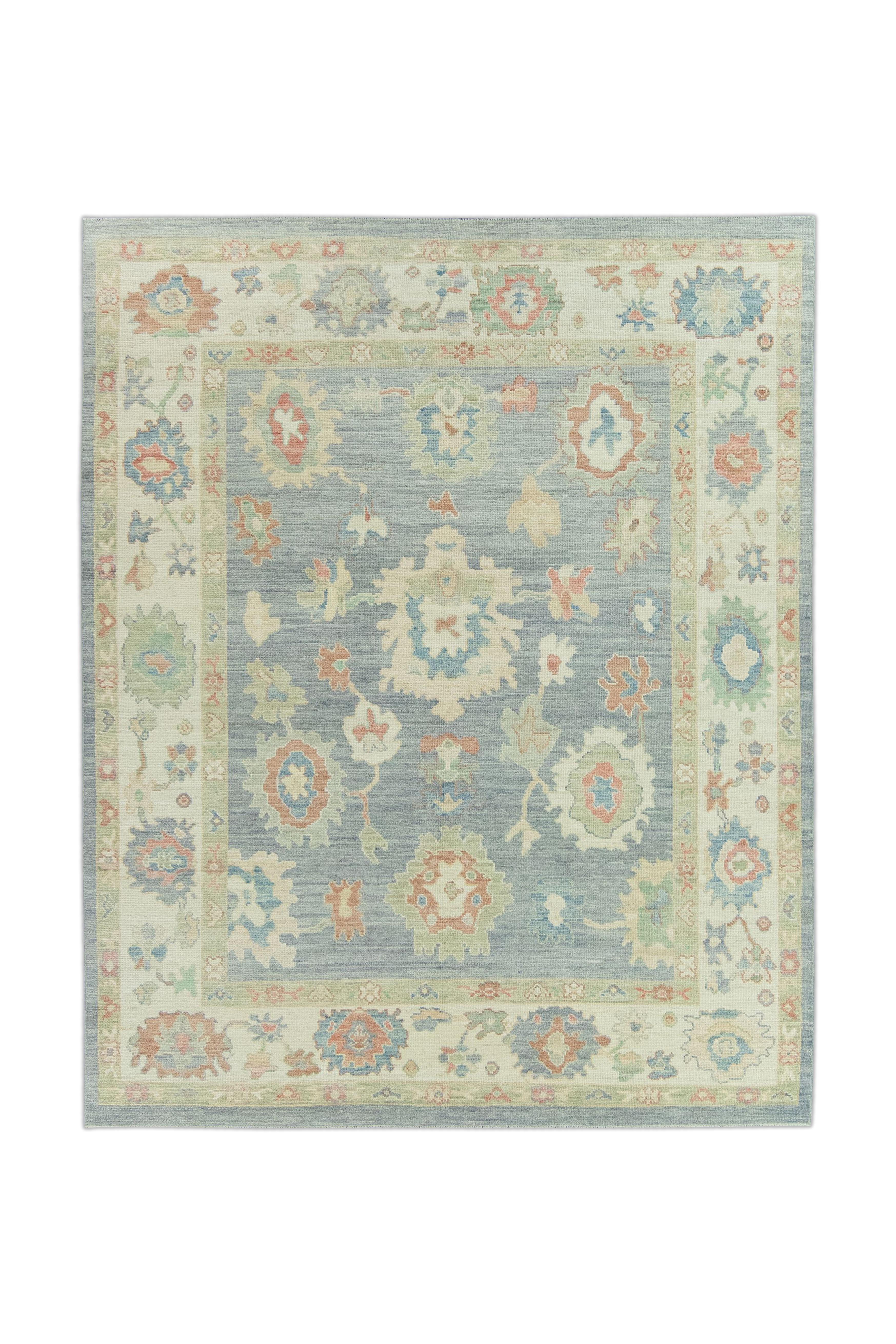 Vegetable Dyed Hand Knotted Oriental Wool Turkish Oushak Rug 8' x 9'10