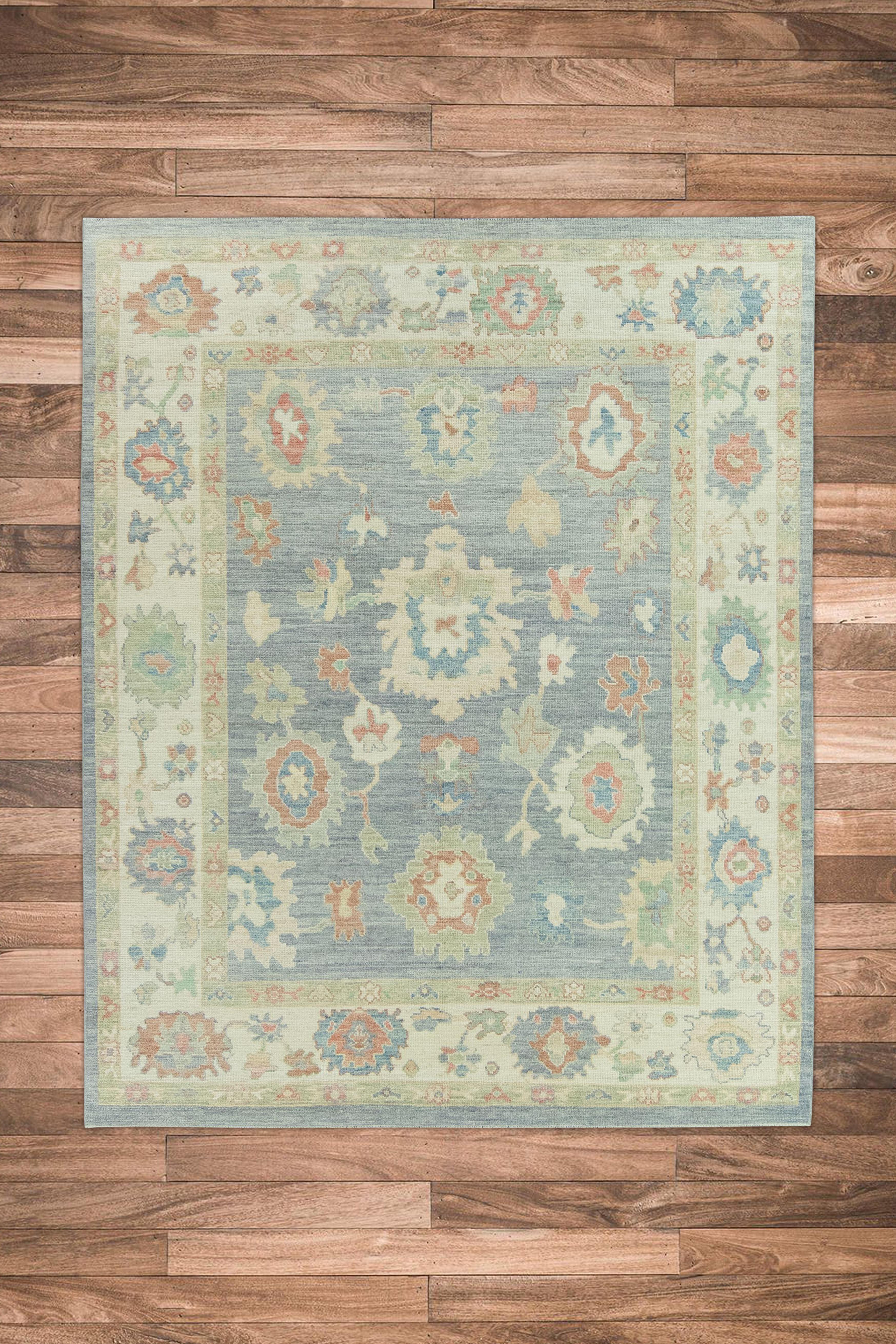 Hand Knotted Oriental Wool Turkish Oushak Rug 8' x 9'10