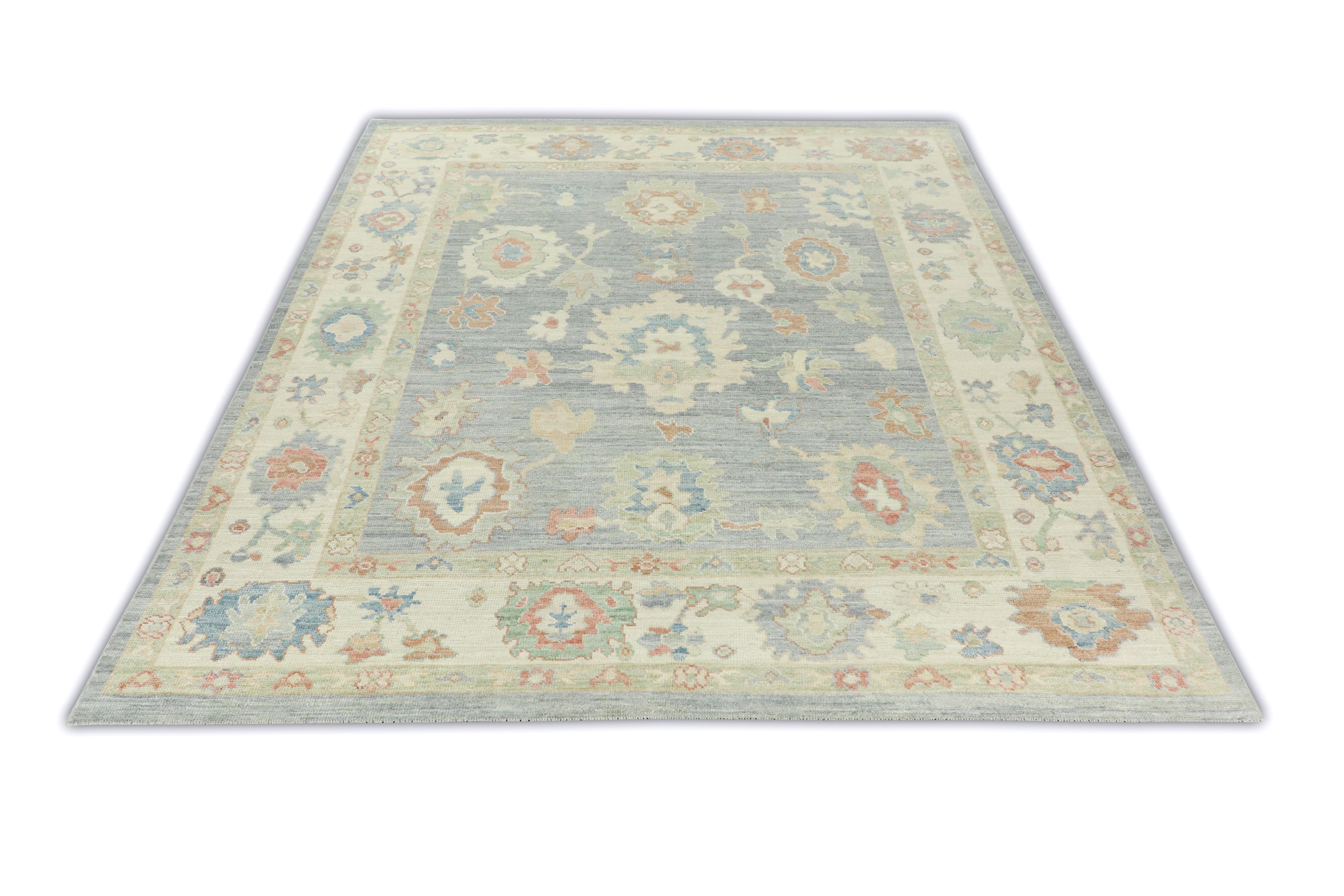 Contemporary Hand Knotted Oriental Wool Turkish Oushak Rug 8' x 9'10