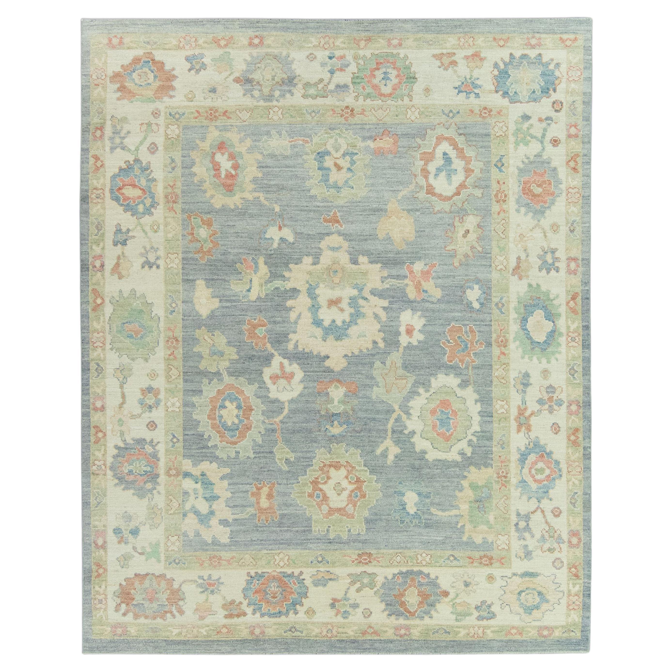 Handgeknüpfter türkischer Oushak-Teppich aus orientalischer Wolle, 8' x 9'10" #15058