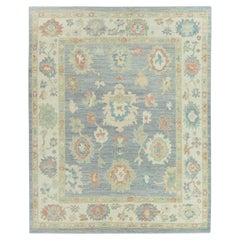 Tapis d'Oushak turc en laine orientale noué à la main 8' x 9'10" n° 15058