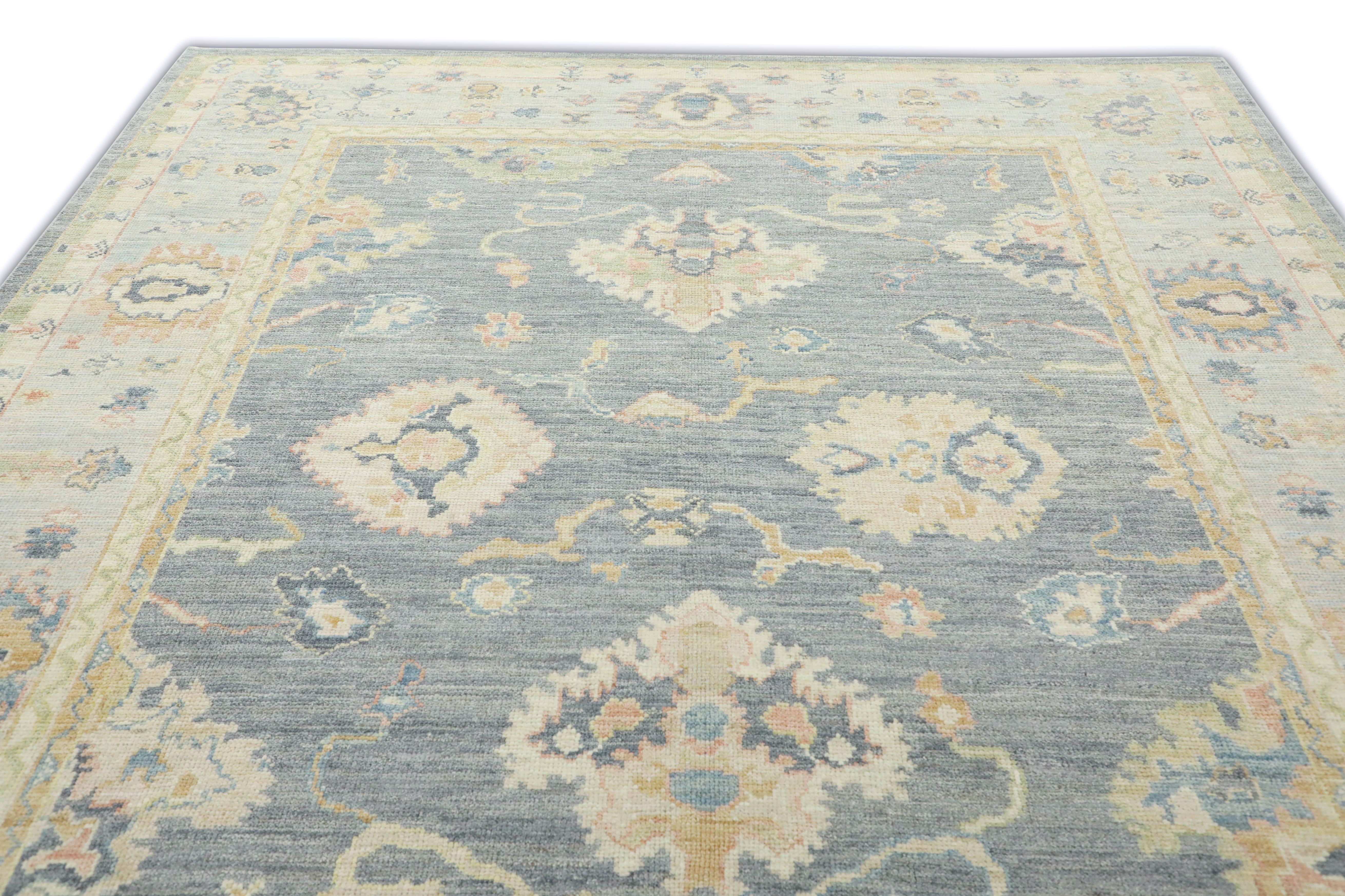 Contemporary Hand Knotted Oriental Wool Turkish Oushak Rug 8'1