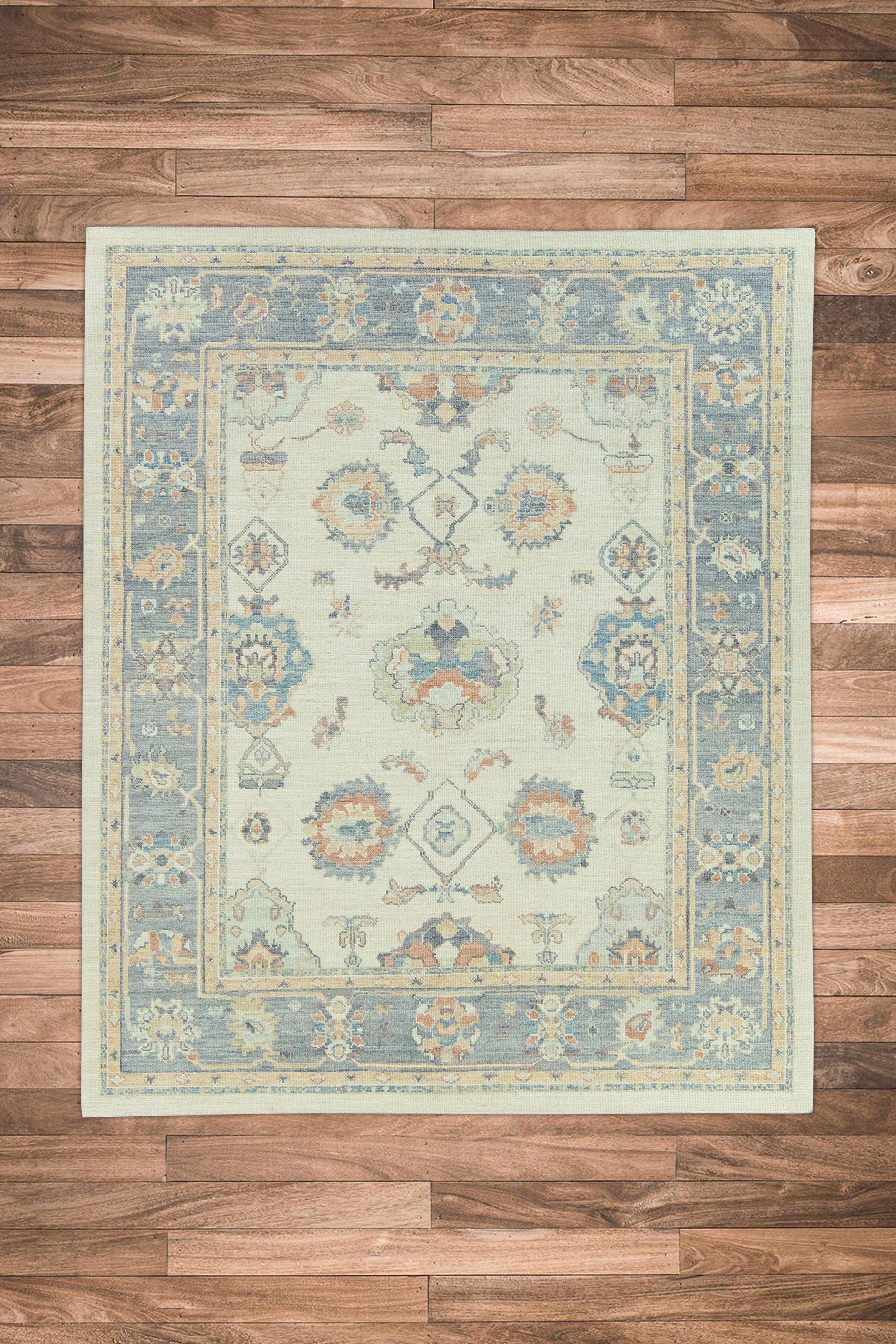 Vegetable Dyed Hand Knotted Oriental Wool Turkish Oushak Rug  8'2
