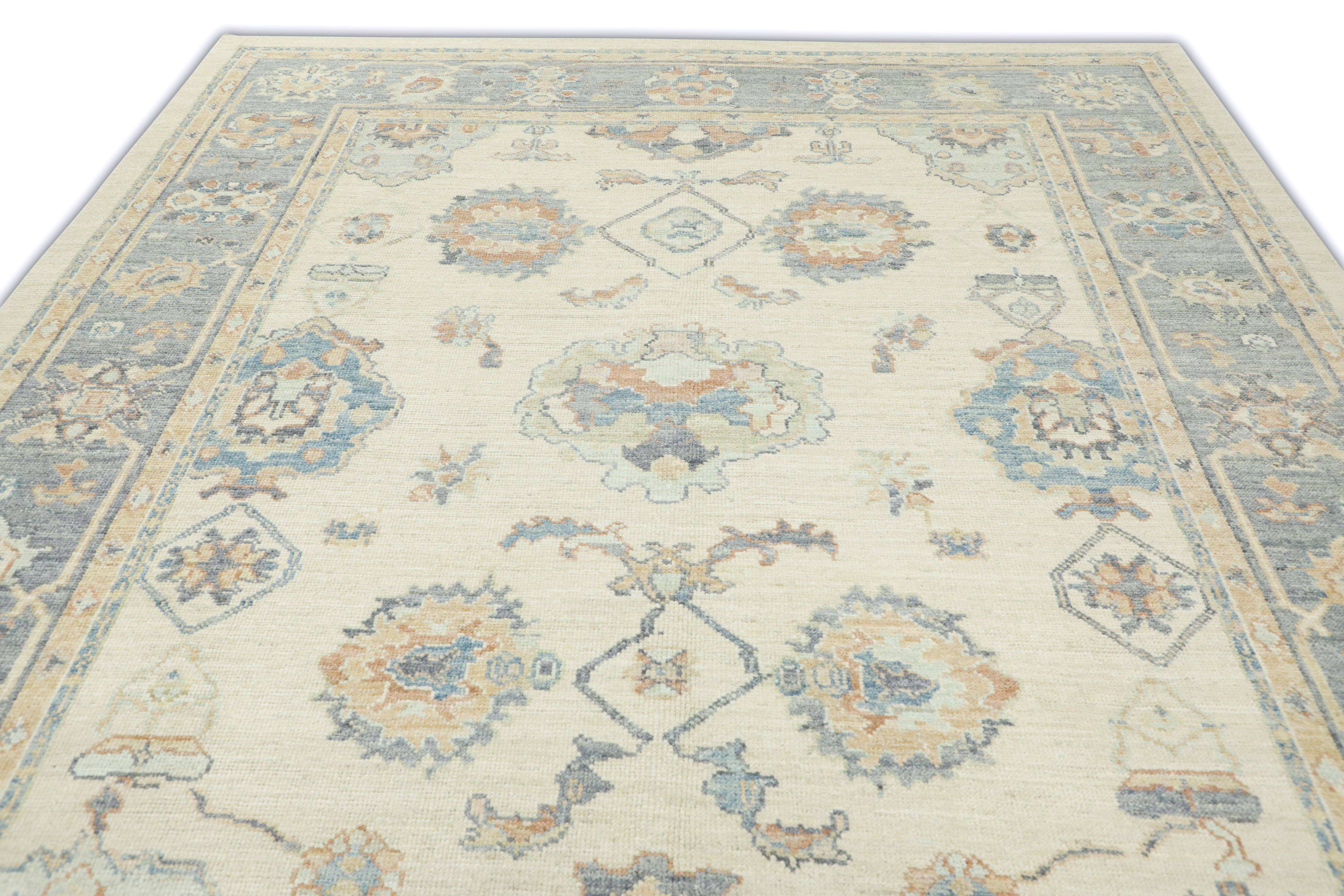 Contemporary Hand Knotted Oriental Wool Turkish Oushak Rug  8'2