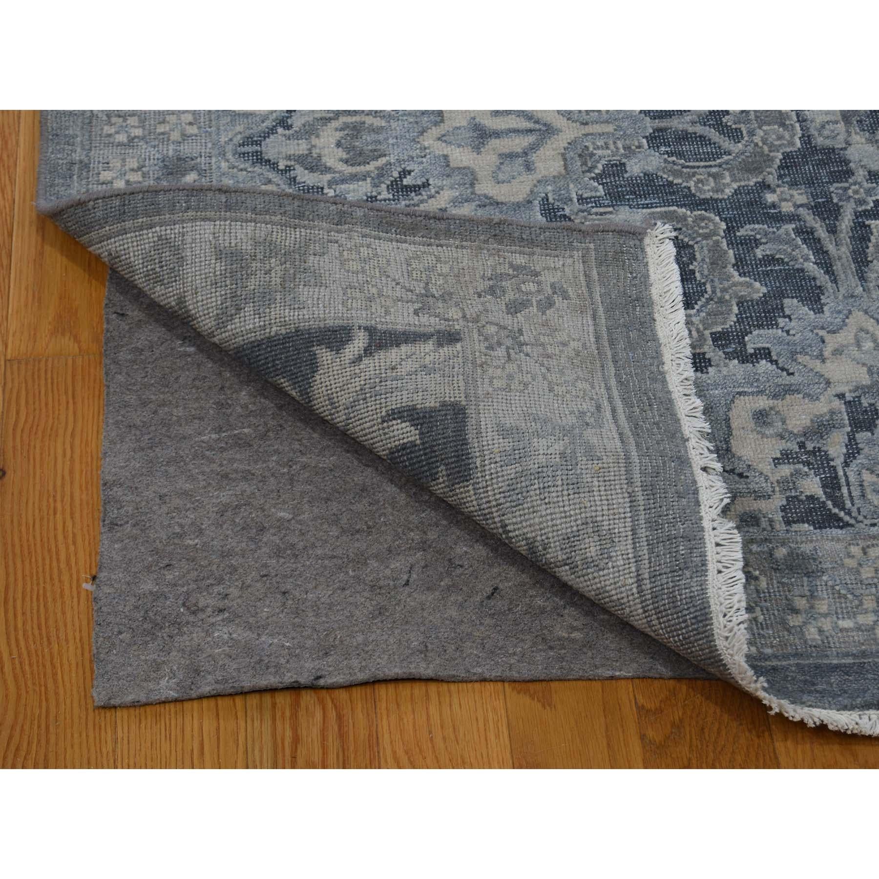 Hand-Knotted Oushak Influence Silk with Oxidized Wool Oriental Rug In Good Condition In Carlstadt, NJ