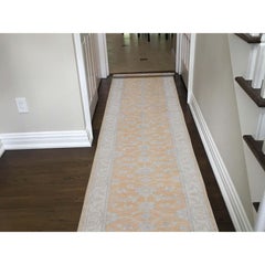 Hand Knotted Oushak Pure Wool Runner Oriental Rug