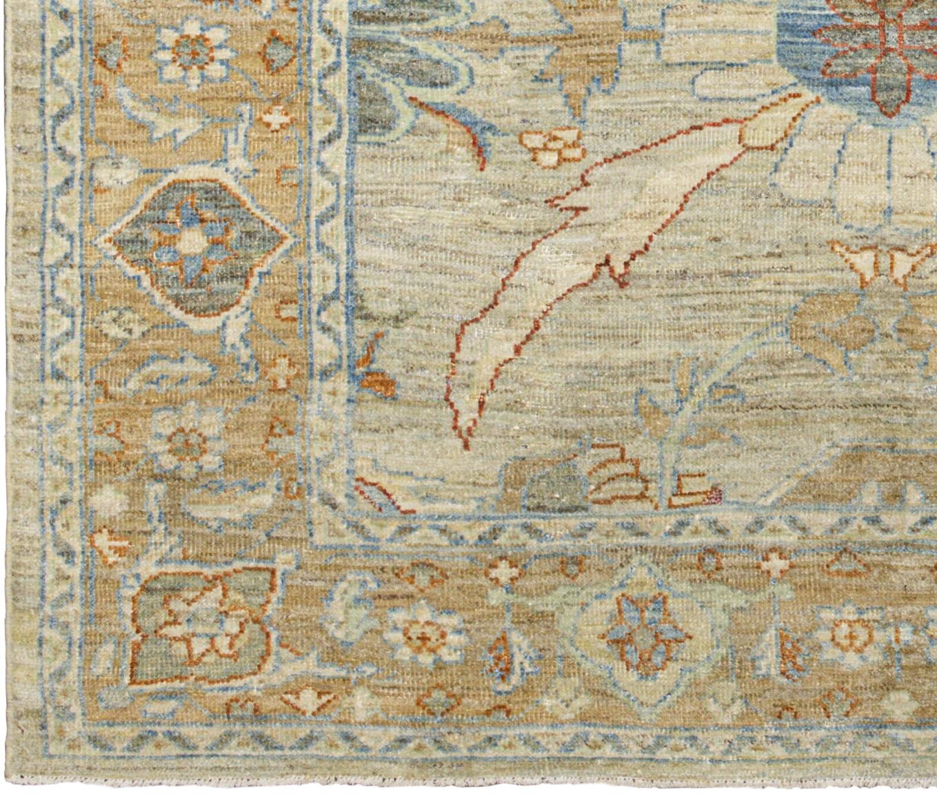 Handgeknüpfter Oushak-Teppich - Elfenbein, Beige und Blau (21. Jahrhundert und zeitgenössisch) im Angebot