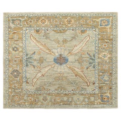 Tappeto Oushak annodato a mano - Avorio Beige e Blu