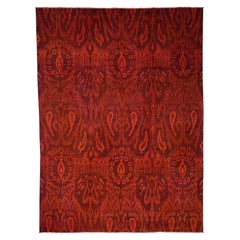 Hand Knotted Overdyed Ikat Design Pure Wool Oriental Rug