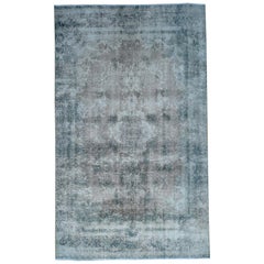 Hand Knotted Overdyed Persian Kerman Worn Wool Wide Runner Oriental Rug