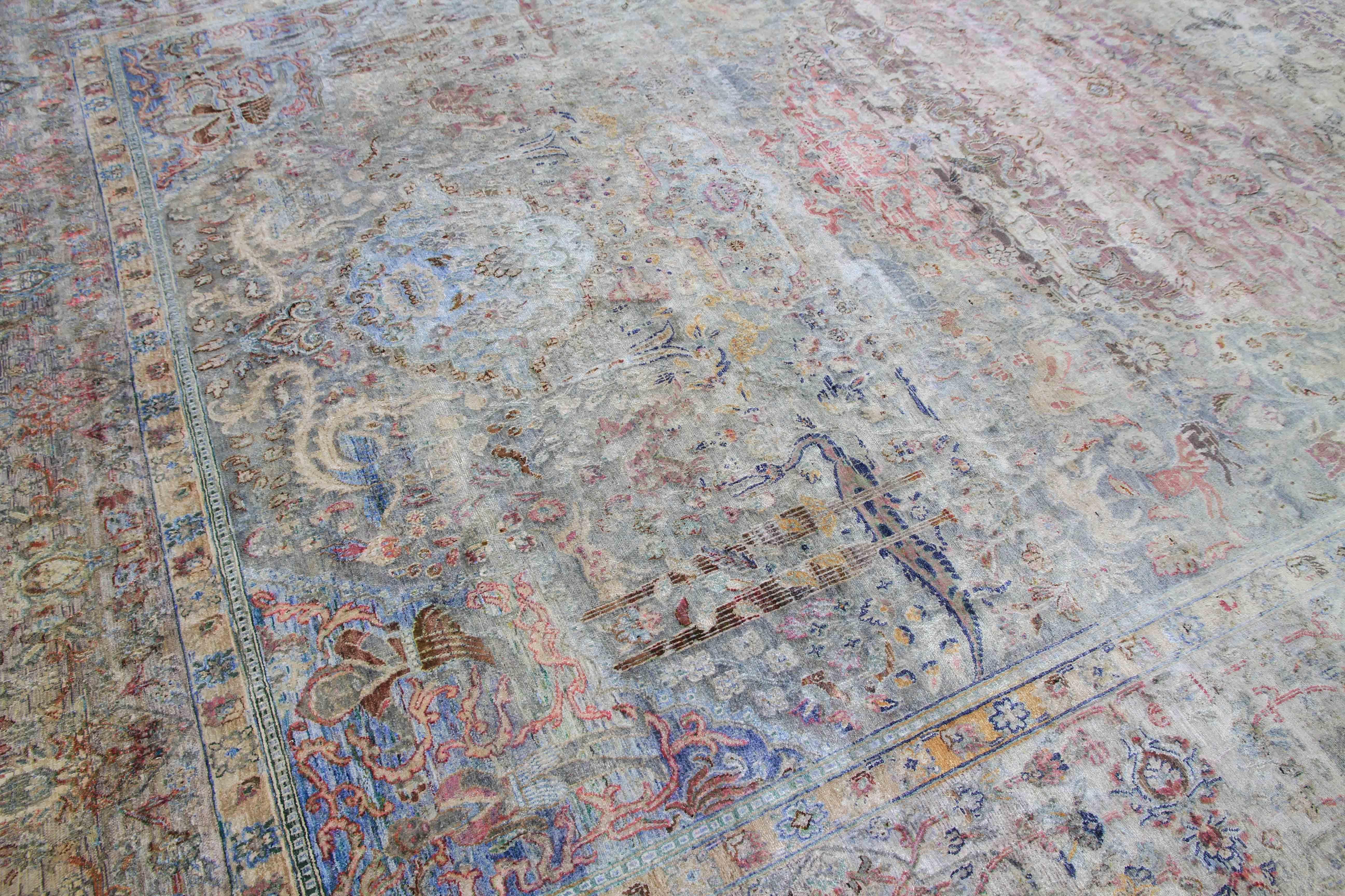 Hand-Knotted Hand Knotted Oversized Silk Rug 10'7''x17'4'' For Sale