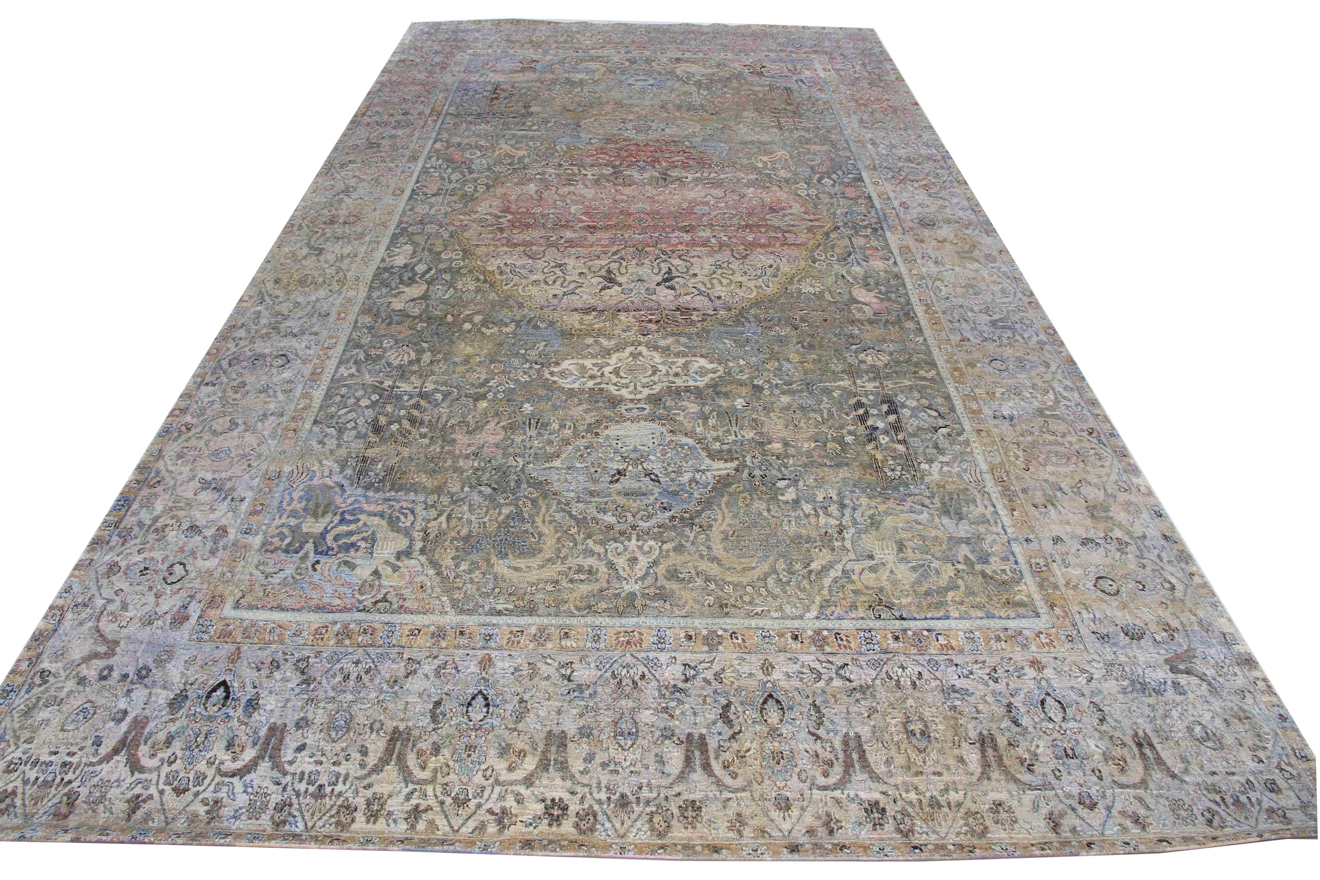 Hand Knotted Oversized Silk Rug 10'7''x17'4'' For Sale 4