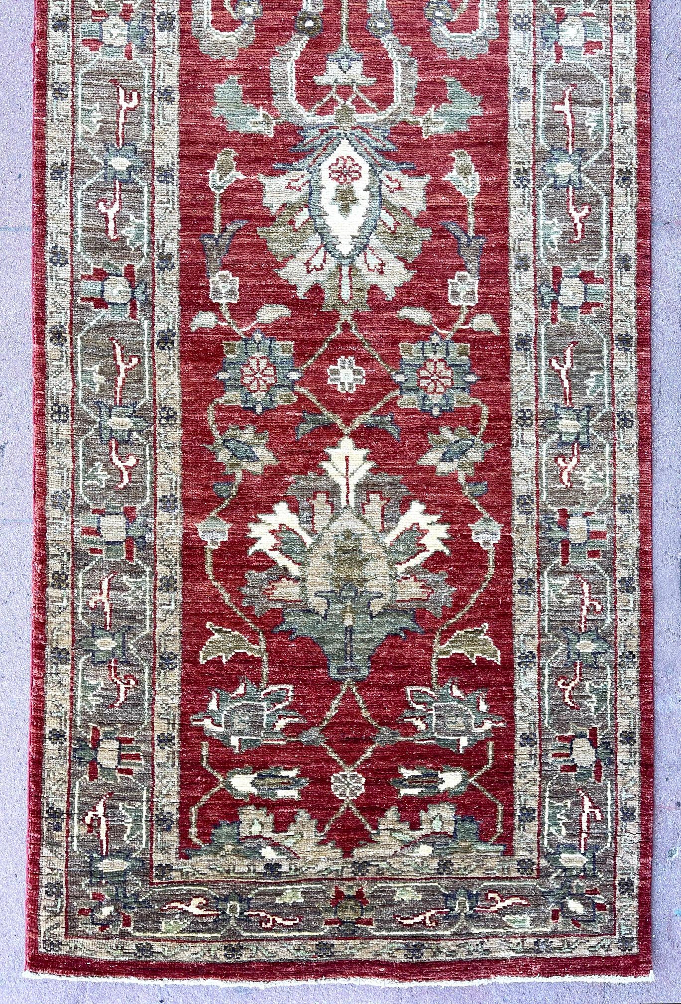 Hand Knotted Pakistan Peshawar All Over Semi Floral Runner Rug For Sale 4