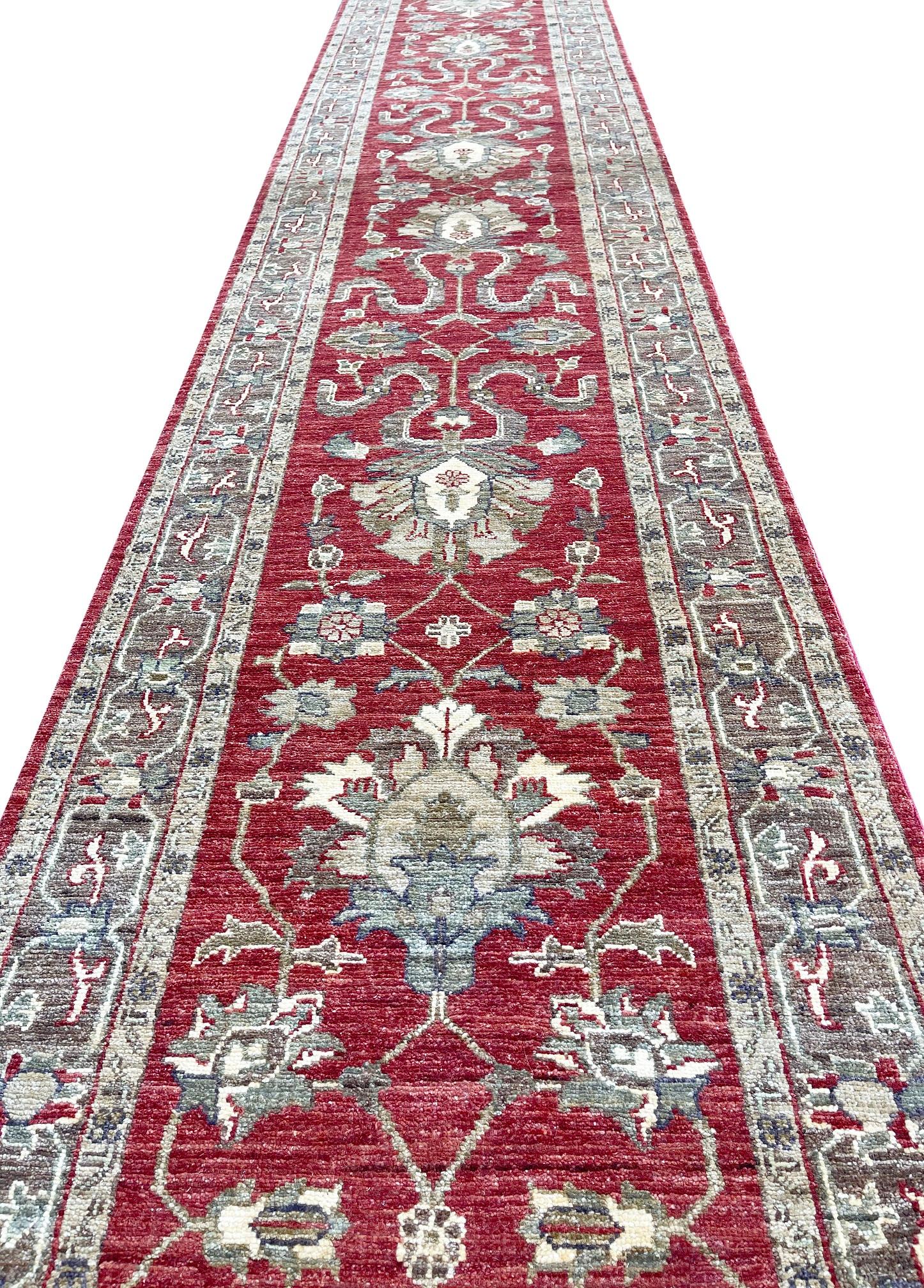 Pakistani Hand Knotted Pakistan Peshawar All Over Semi Floral Runner Rug For Sale
