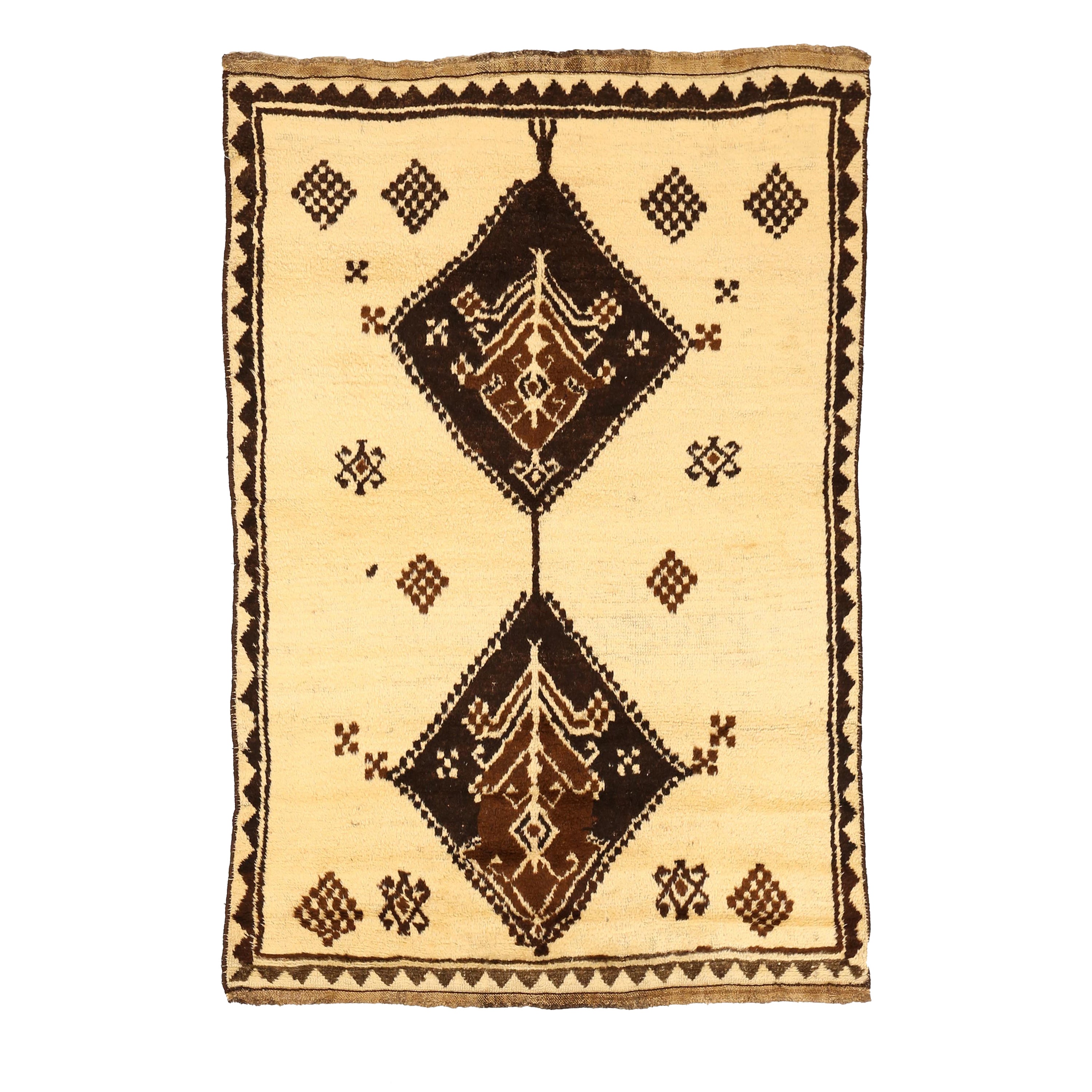 Hand Knotted Persian Accent Rug Gabbeh Design For Sale
