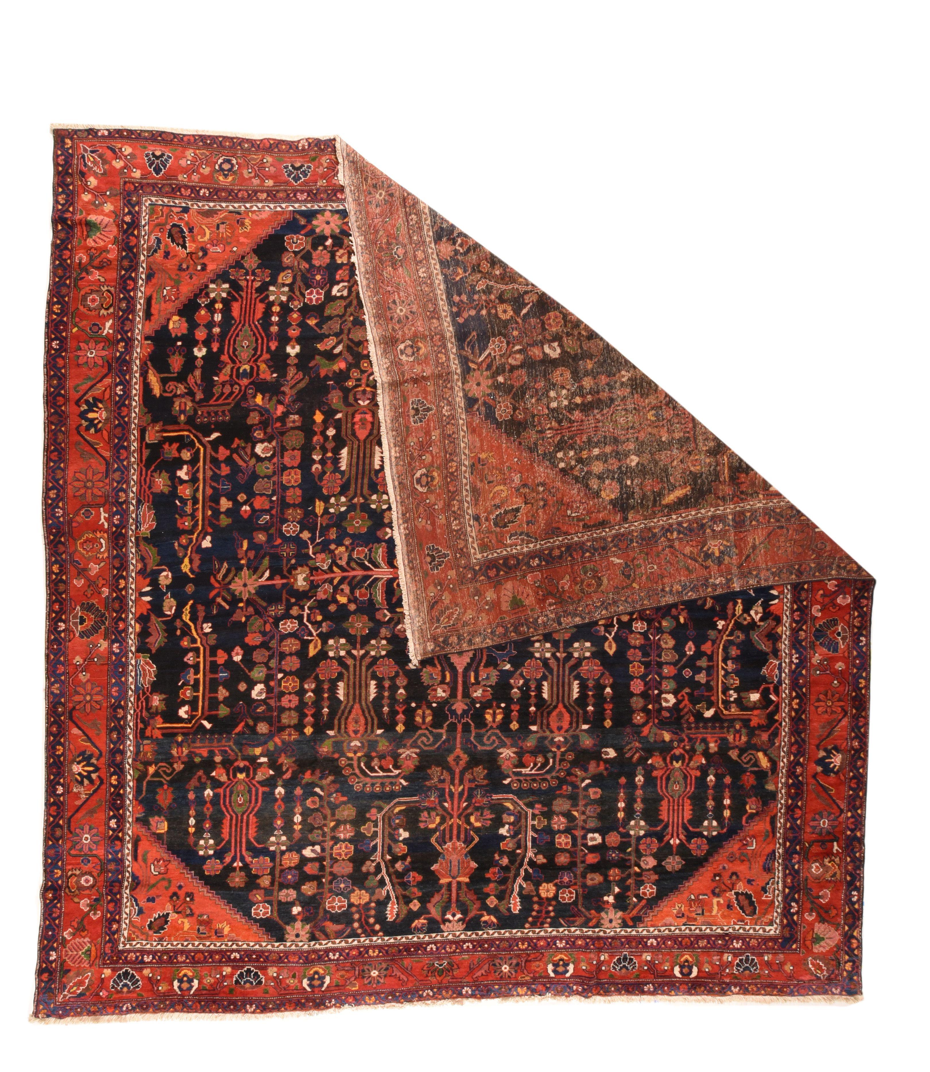 Vintage Bakhtiari Rug 12'6'' x 14'11''. The generic name for the village rugs of the Chahar Mahal district in west-central Persia. On cotton, frequently single-wefted, often room size, with medallions. “garden” panel patterns, allovers, in