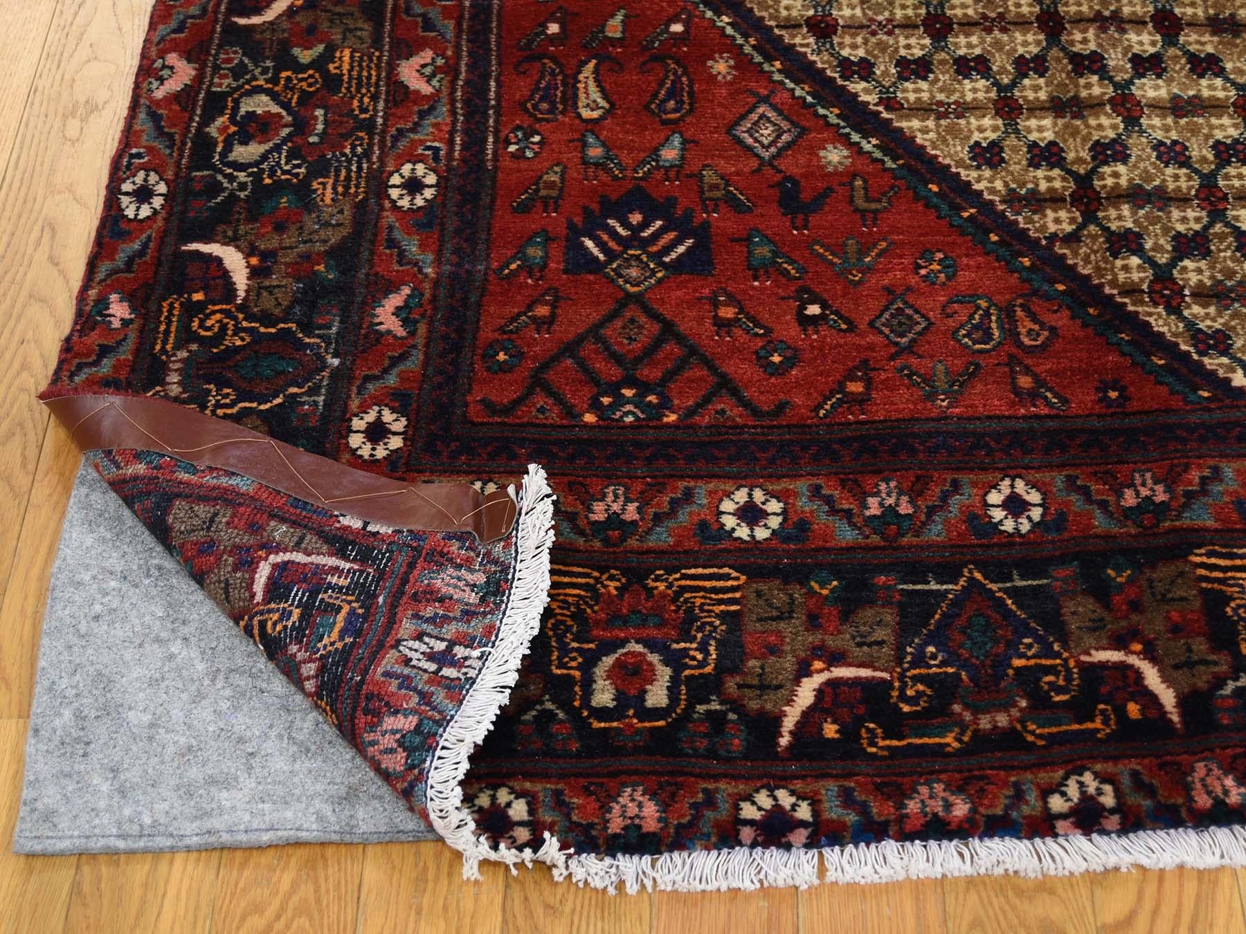 Hand Knotted Persian Hamadan Camel Hair Wide Runner Rug In Good Condition In Carlstadt, NJ