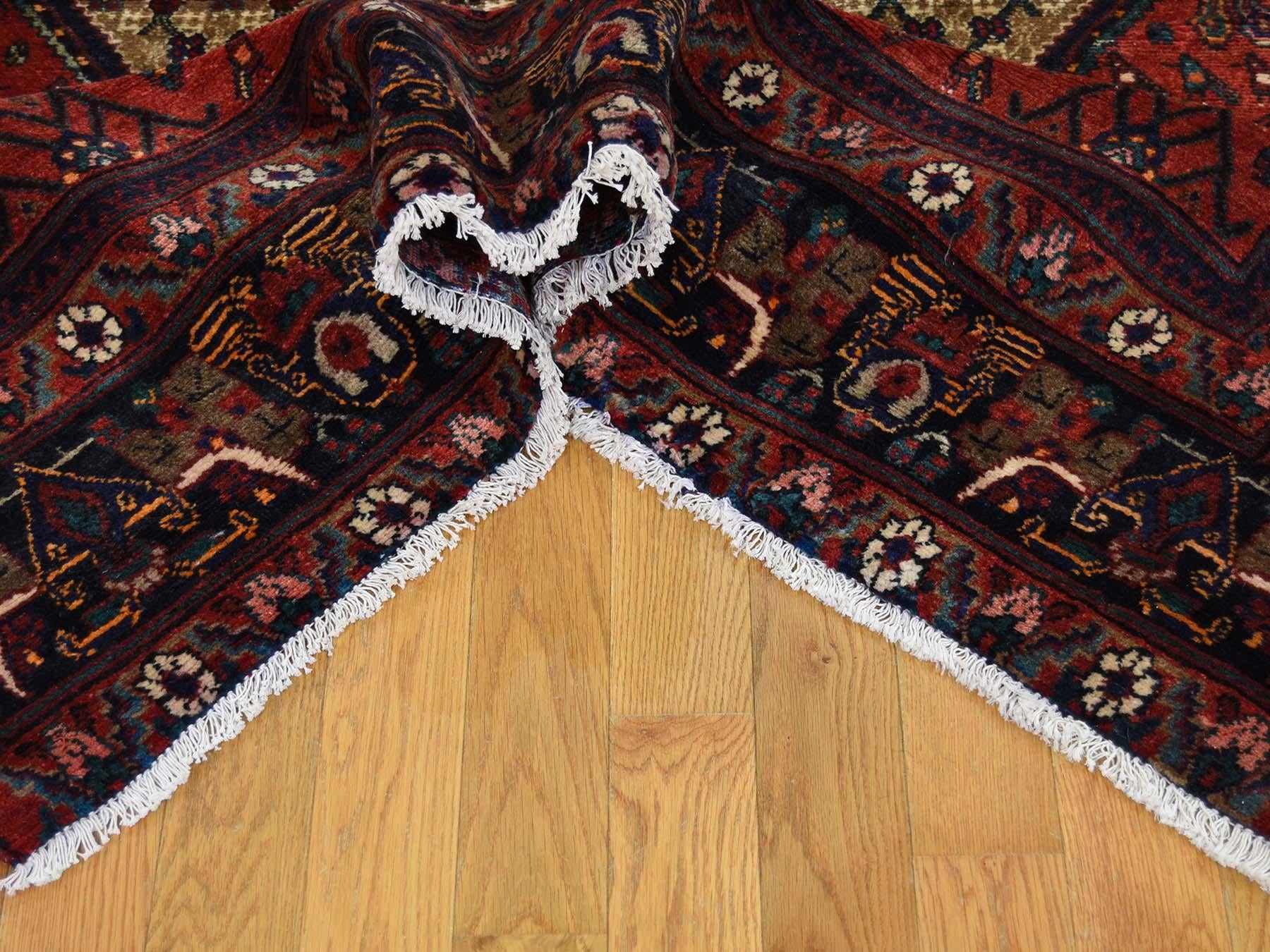Mid-20th Century Hand Knotted Persian Hamadan Camel Hair Wide Runner Rug