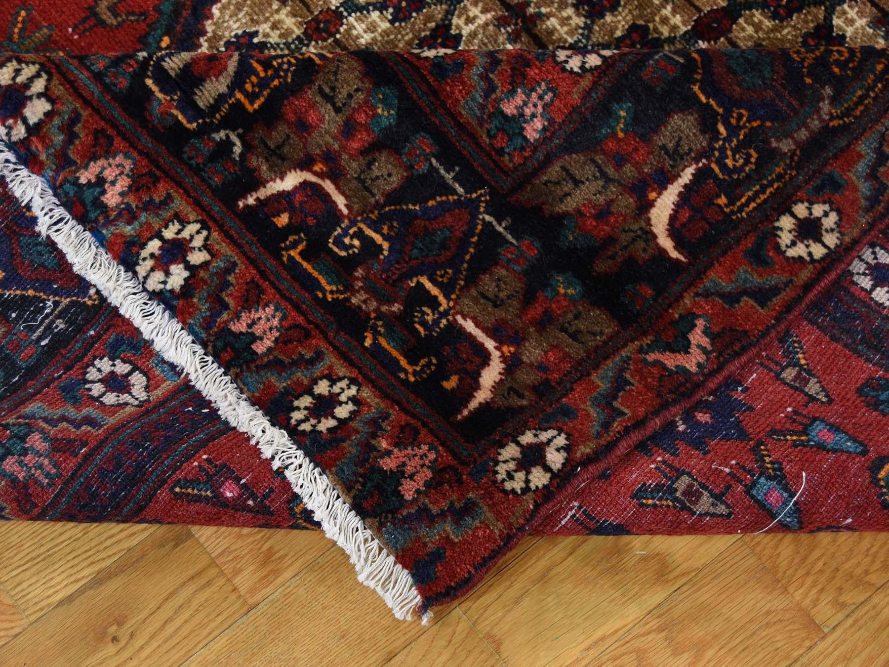 Wool Hand Knotted Persian Hamadan Camel Hair Wide Runner Rug