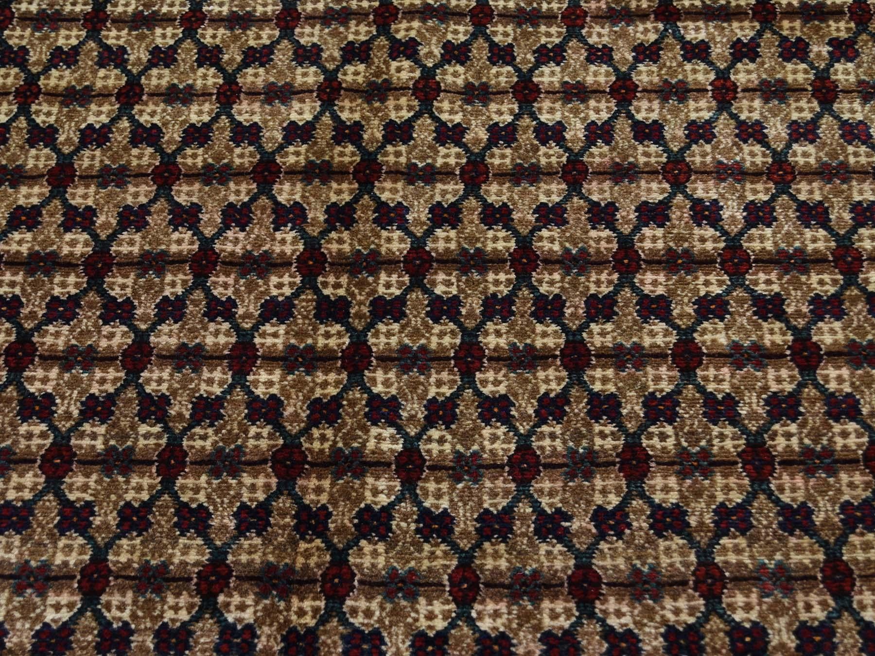 Hand Knotted Persian Hamadan Camel Hair Wide Runner Rug 1
