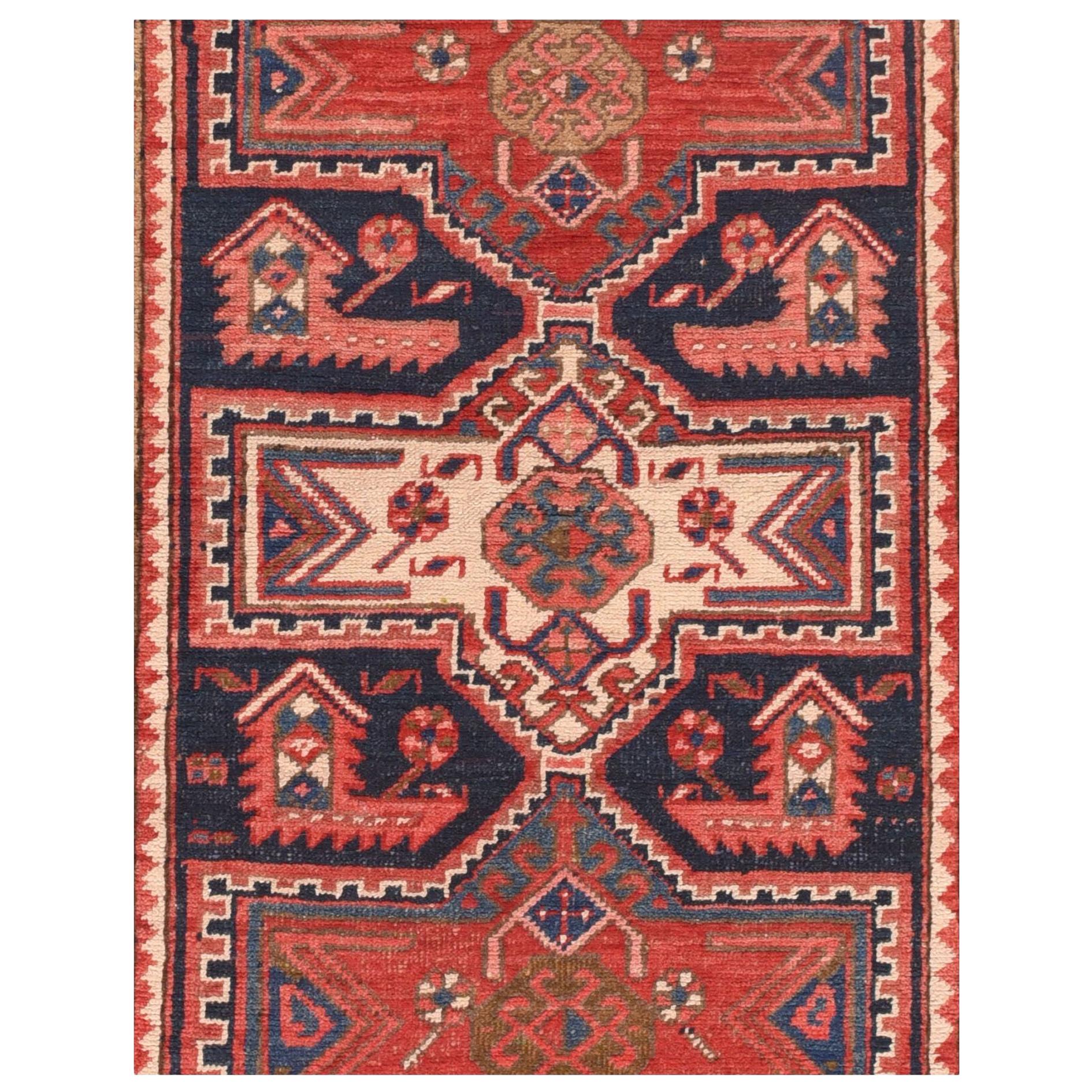 Antique HandKnotted Wool Blue Persian Heriz Rug For Sale at 1stDibs