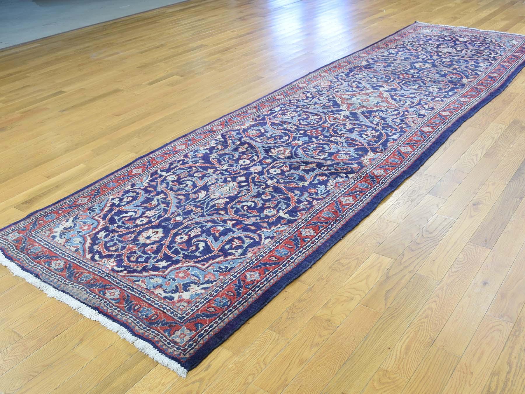 Medieval Hand Knotted Persian Mahal Wide Runner Oriental Rug