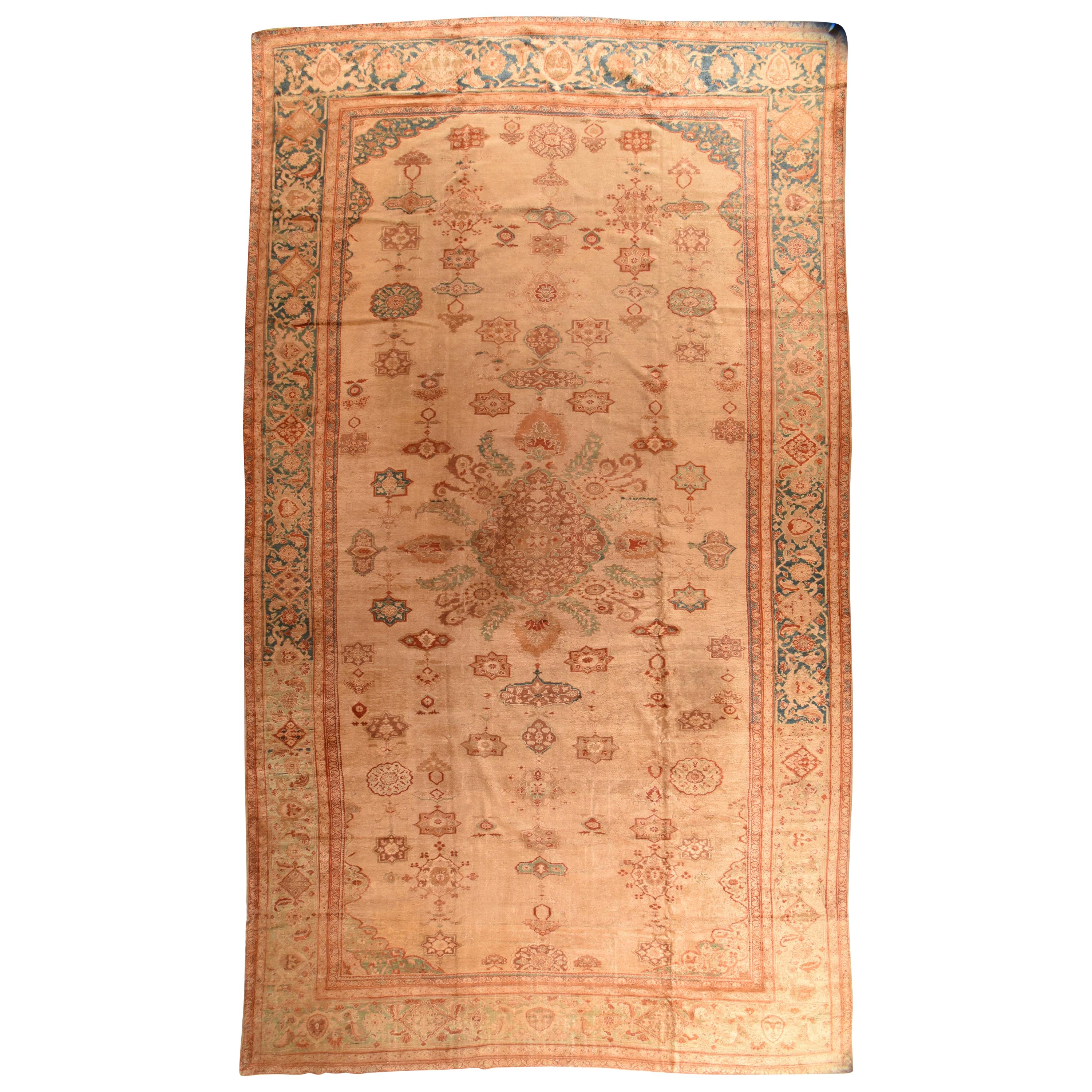 Fine Antique Ziegler Mahal Rug 11'10'' x 20'7'' For Sale