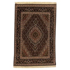 Tapis persan noué à la main en laine et soie Tabriz Mahi, motifs de médaillons colorés, 3x5