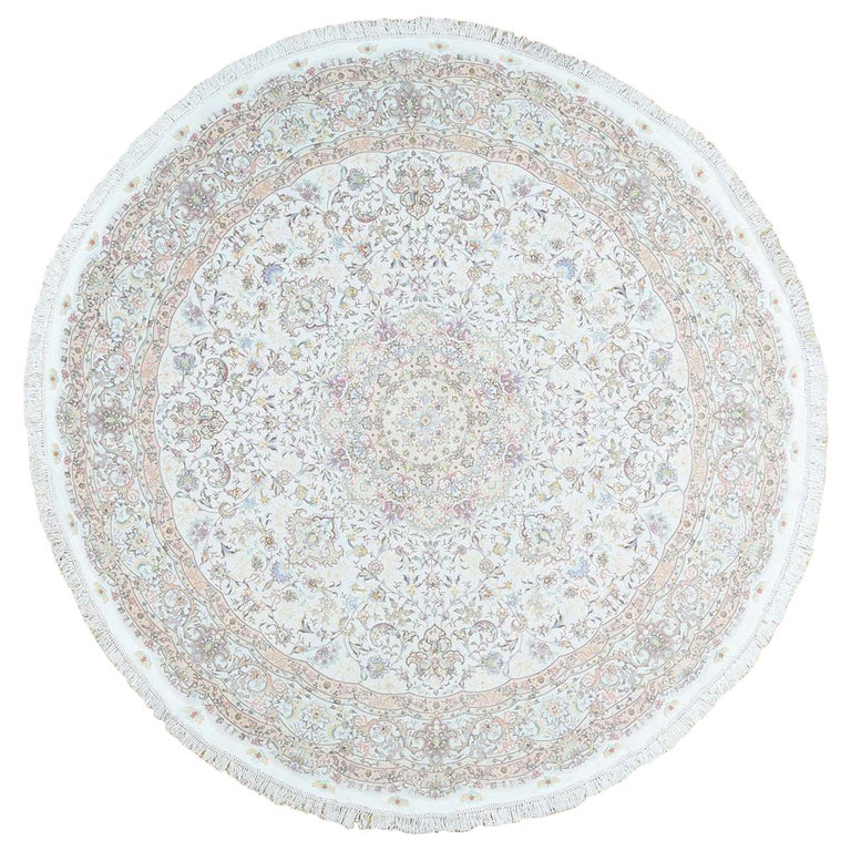 Hand Knotted Persian Tabriz Round Wool, Round Wool Oriental Rugs