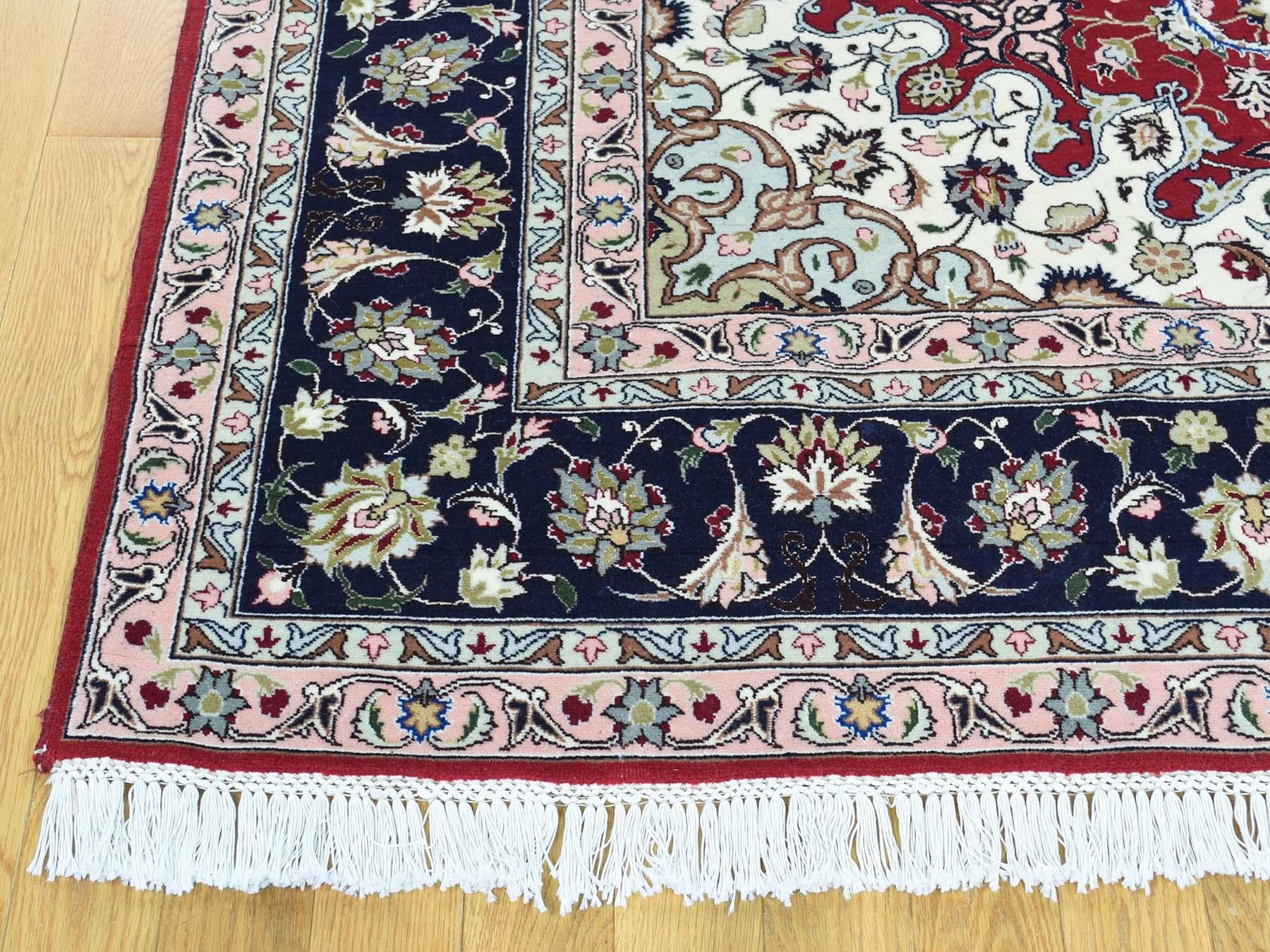 Handgeknüpfter persischer Orientteppich aus Tabriz Wolle und Seide 400 KPSI (Mitte des 20. Jahrhunderts)