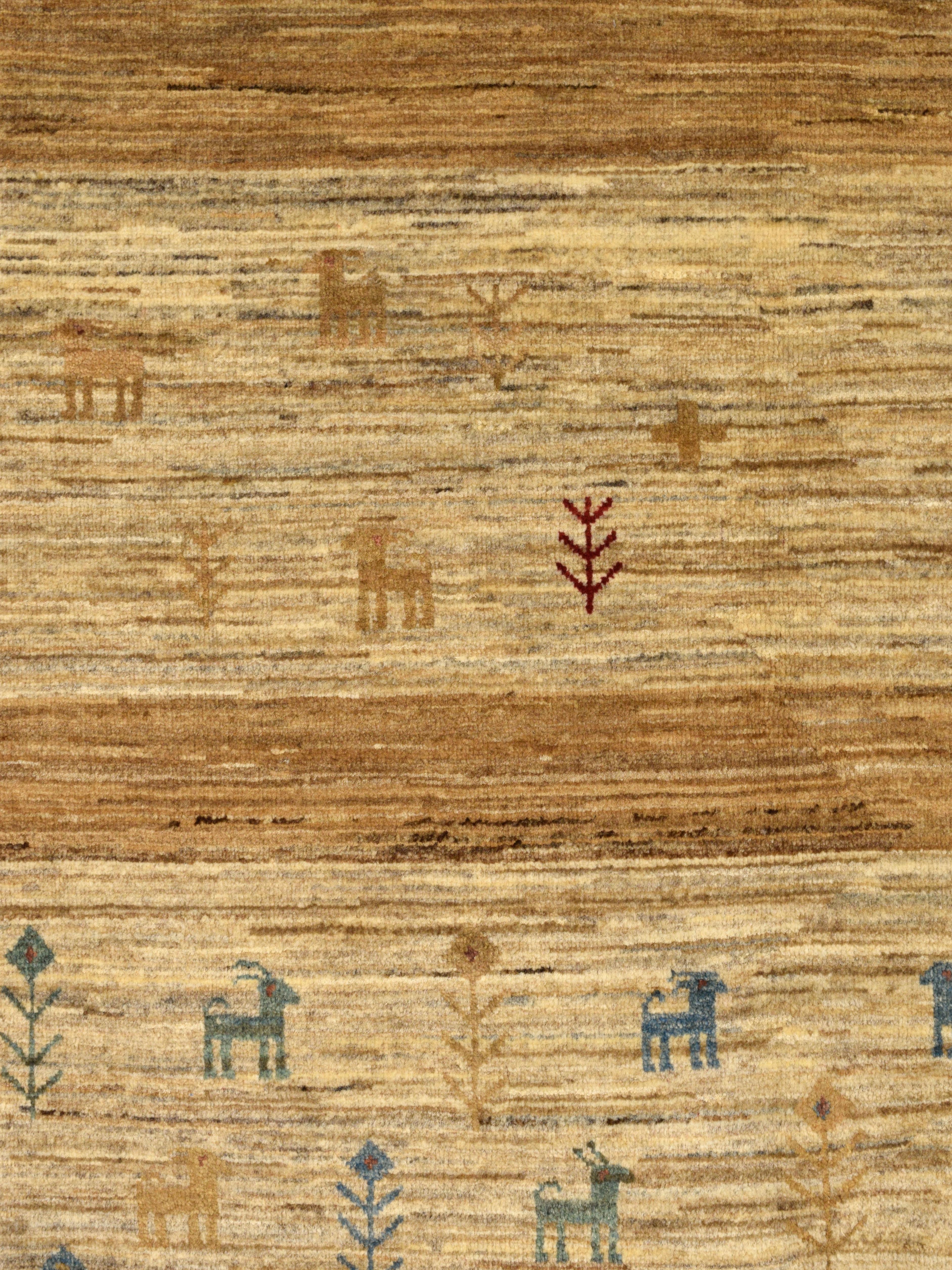 Teinture végétale Tapis tribal persan noué à la main en laine teinte naturellement, tons de terre, 4 pi x 6 pi en vente