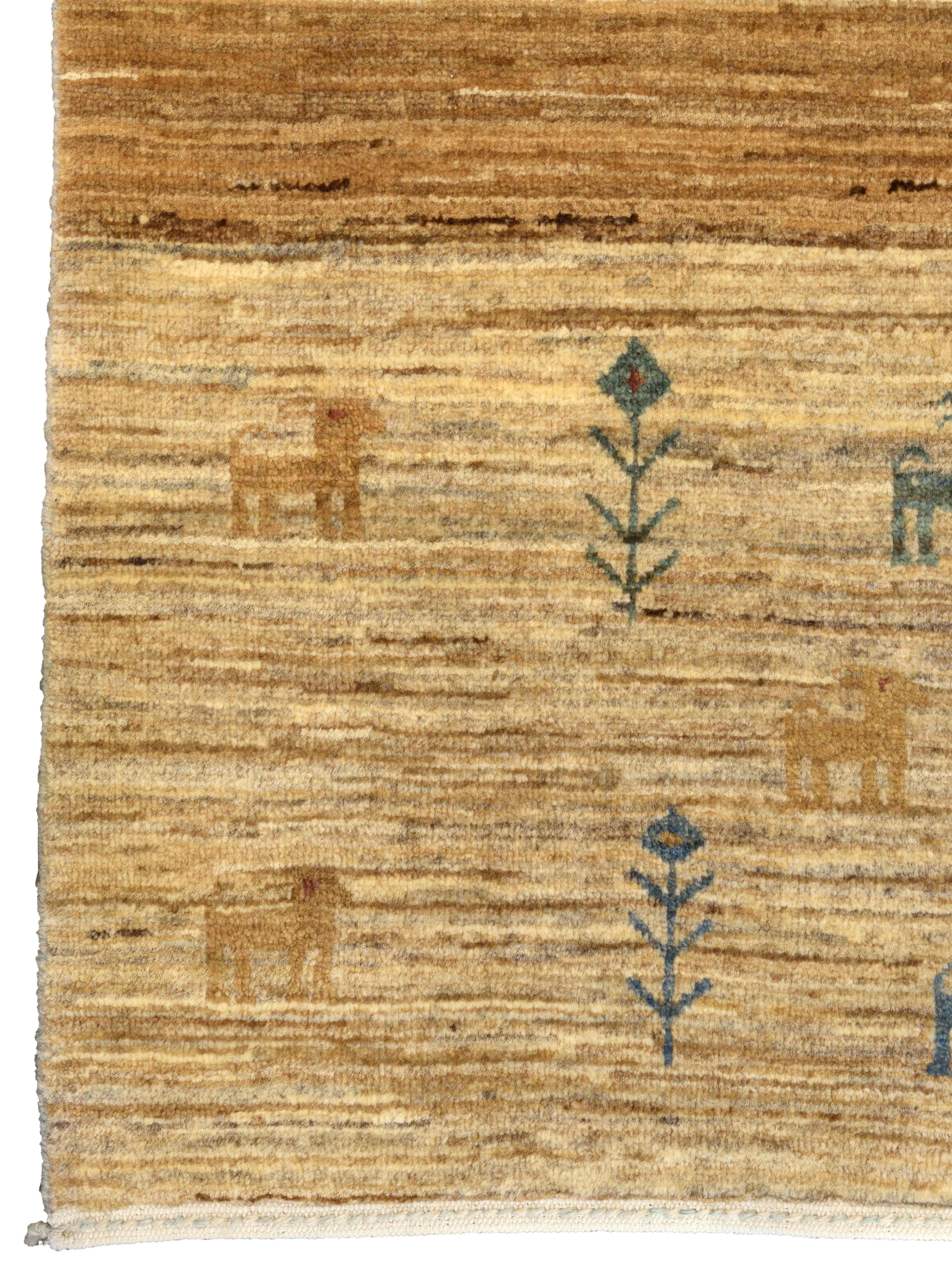XXIe siècle et contemporain Tapis tribal persan noué à la main en laine teinte naturellement, tons de terre, 4 pi x 6 pi en vente