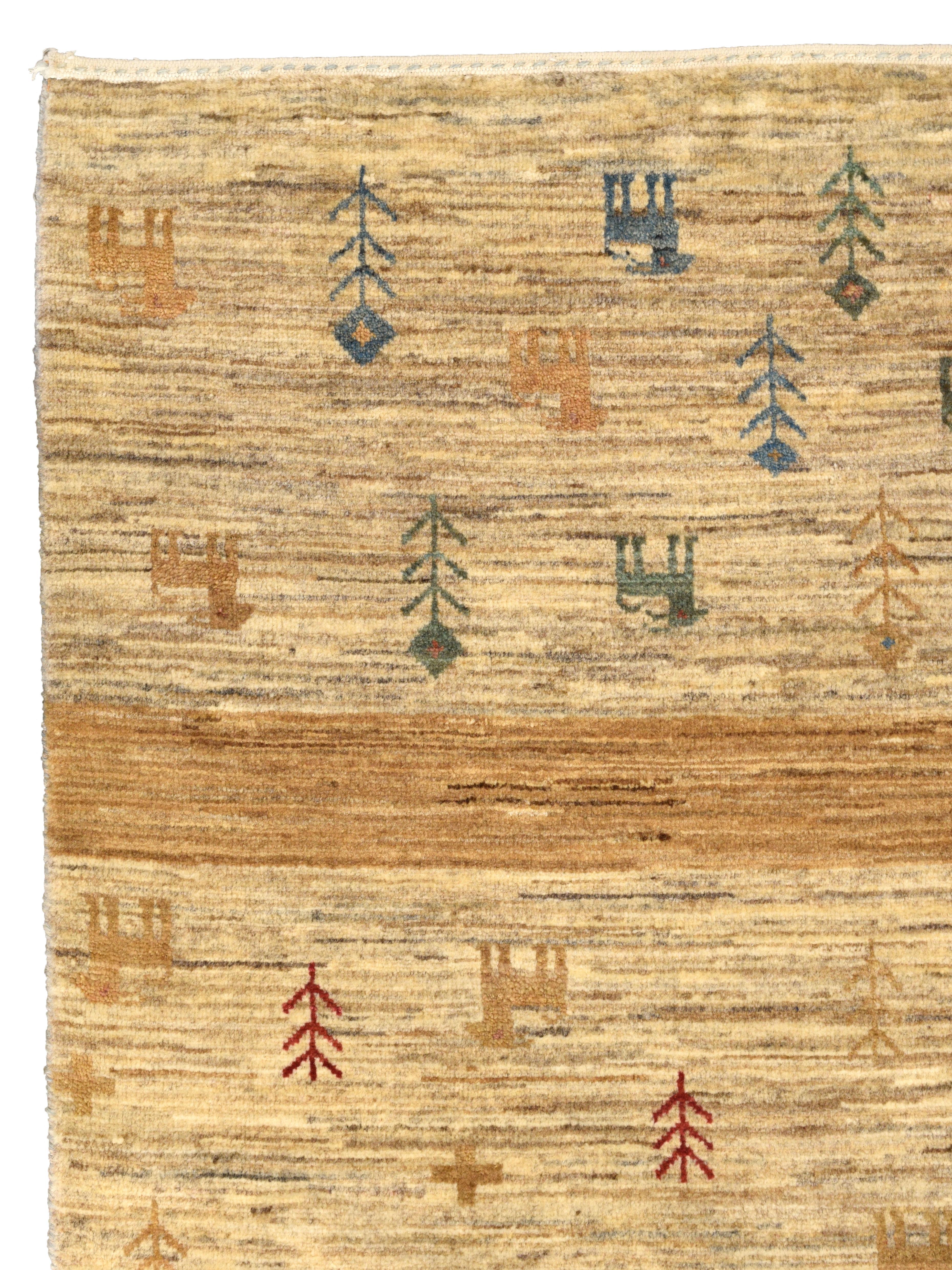 Tapis tribal persan noué à la main en laine teinte naturellement, tons de terre, 4 pi x 6 pi en vente 1