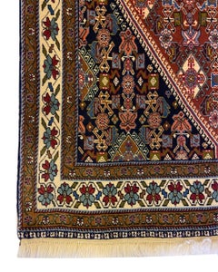 Hand-Knotted Persian Tribal Rug with Bold Geometric Medallion, Wool, 3’ x 5’