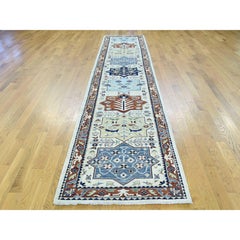 Hand Knotted Peshawar with Akstafa Design Oriental Runner Rug