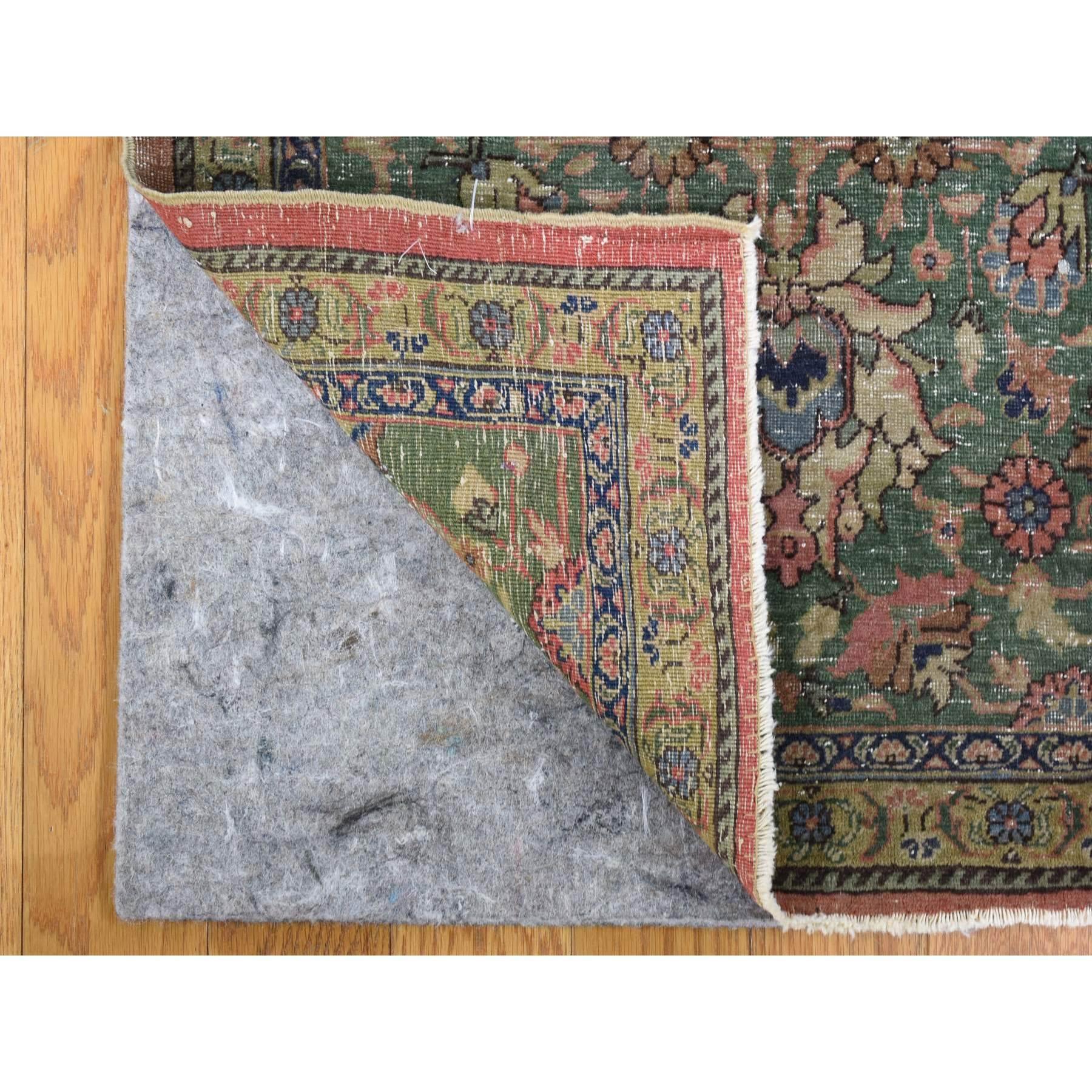 Medieval Hand Knotted Pink Antique Turkish Sivas Worn and Distressed, Clean Pure Wool Rug For Sale